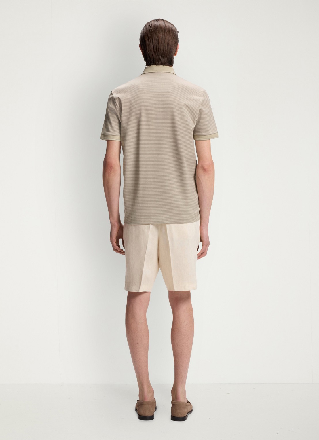 BOSS Polo met streepprint - achterkant beige