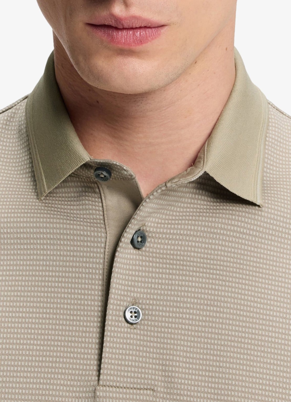 BOSS Polo met streepprint - detail 5 beige