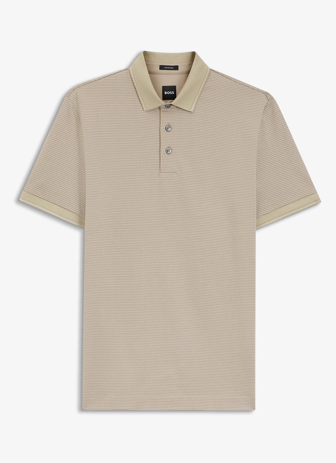 BOSS Polo met streepprint - voorkant 2 beige