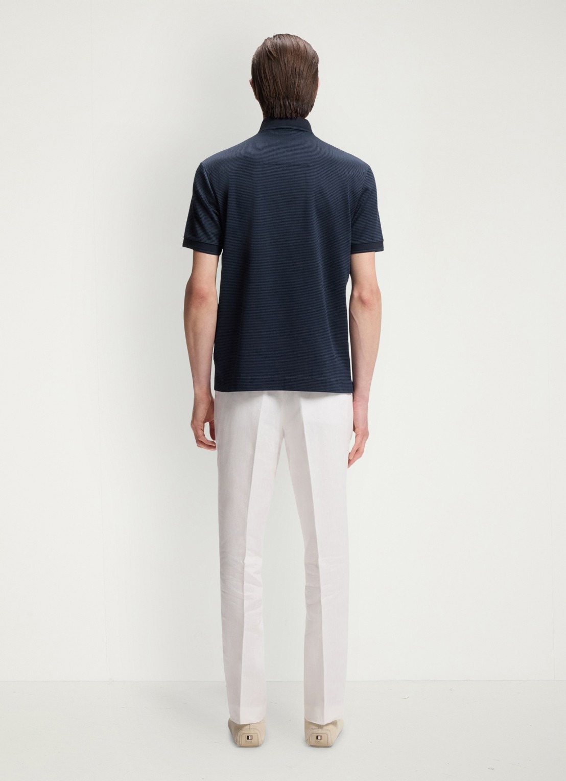BOSS Polo met streepprint - achterkant 5 blauw