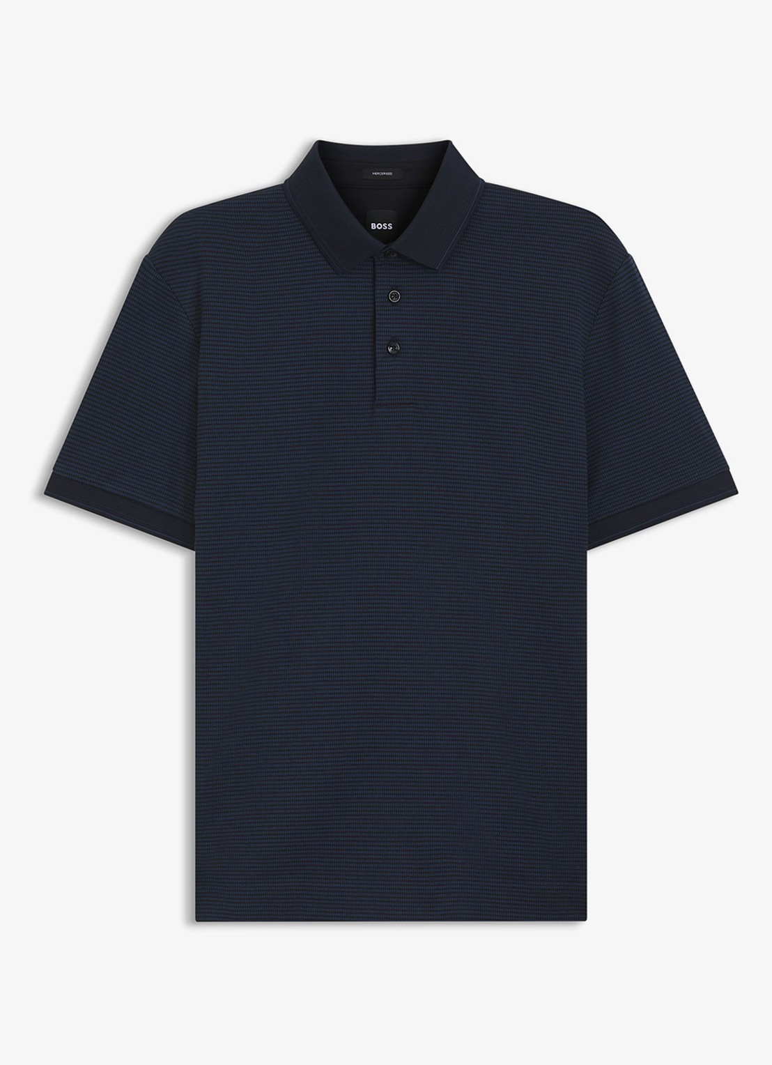 BOSS Polo met streepprint - voorkant 3 blauw