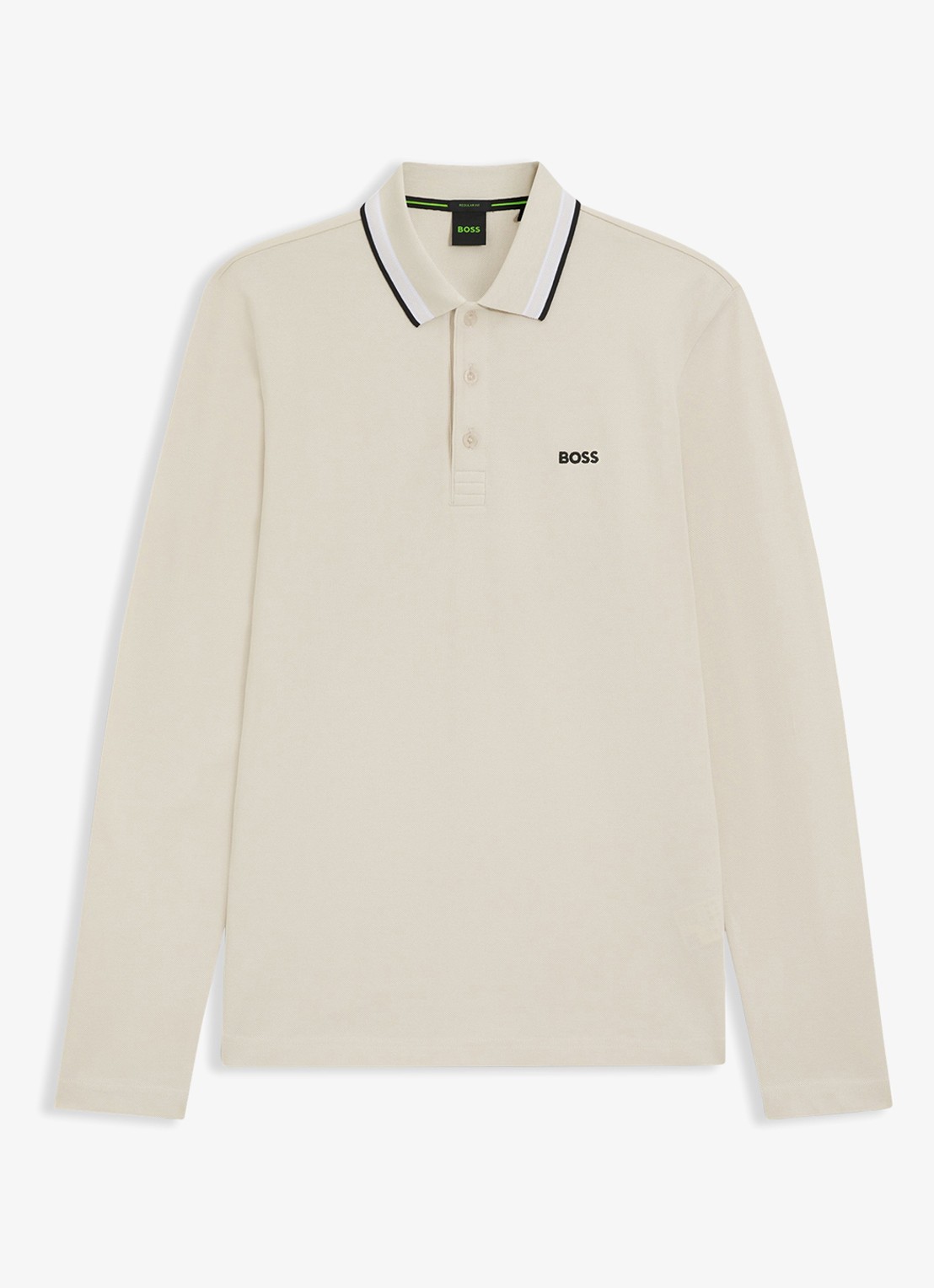 BOSS Polo van katoenpiqué met contrastlogo - voorkant 4 gebroken wit