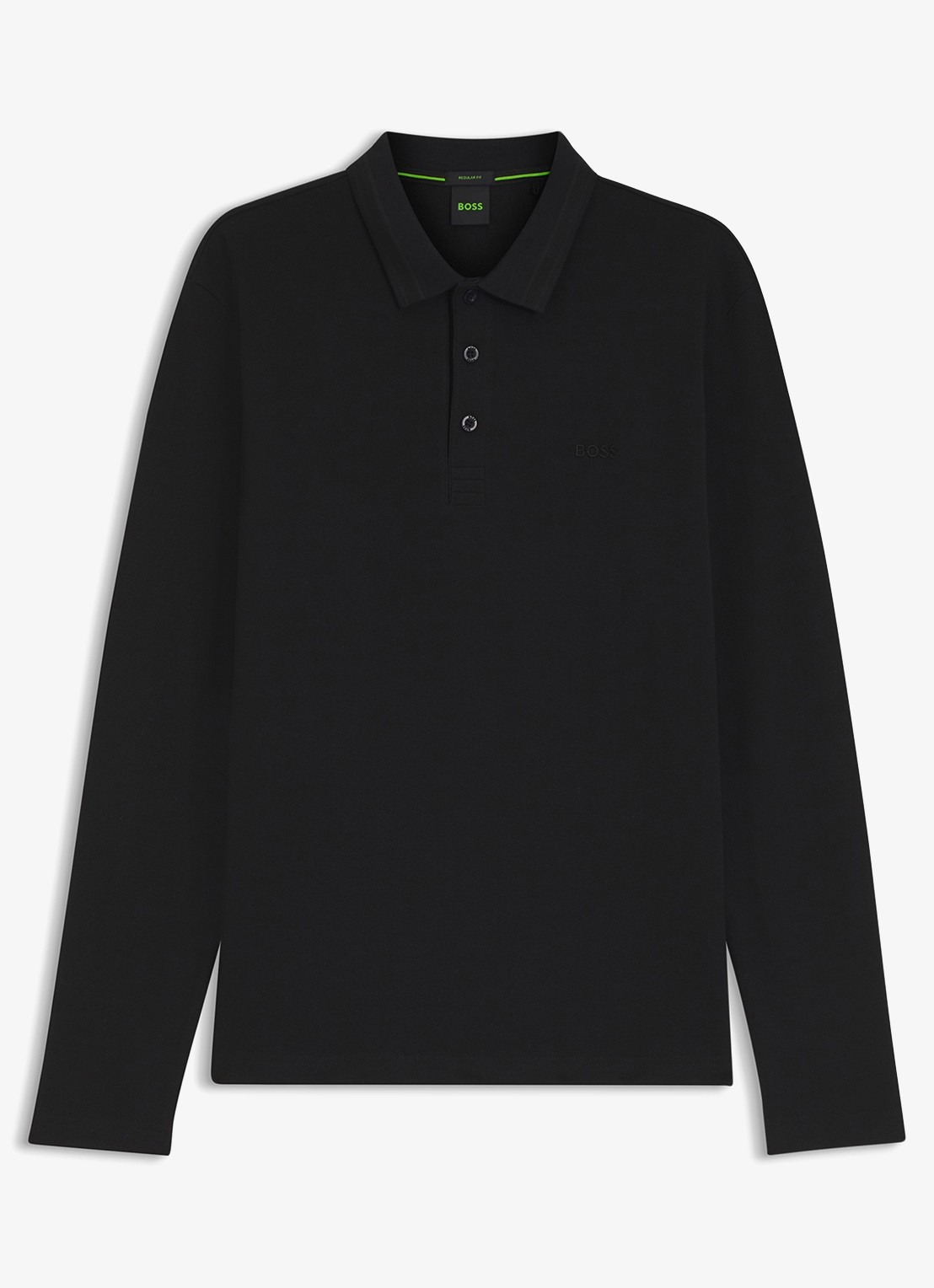BOSS Polo van katoenpiqué met contrastlogo - voorkant 4 zwart