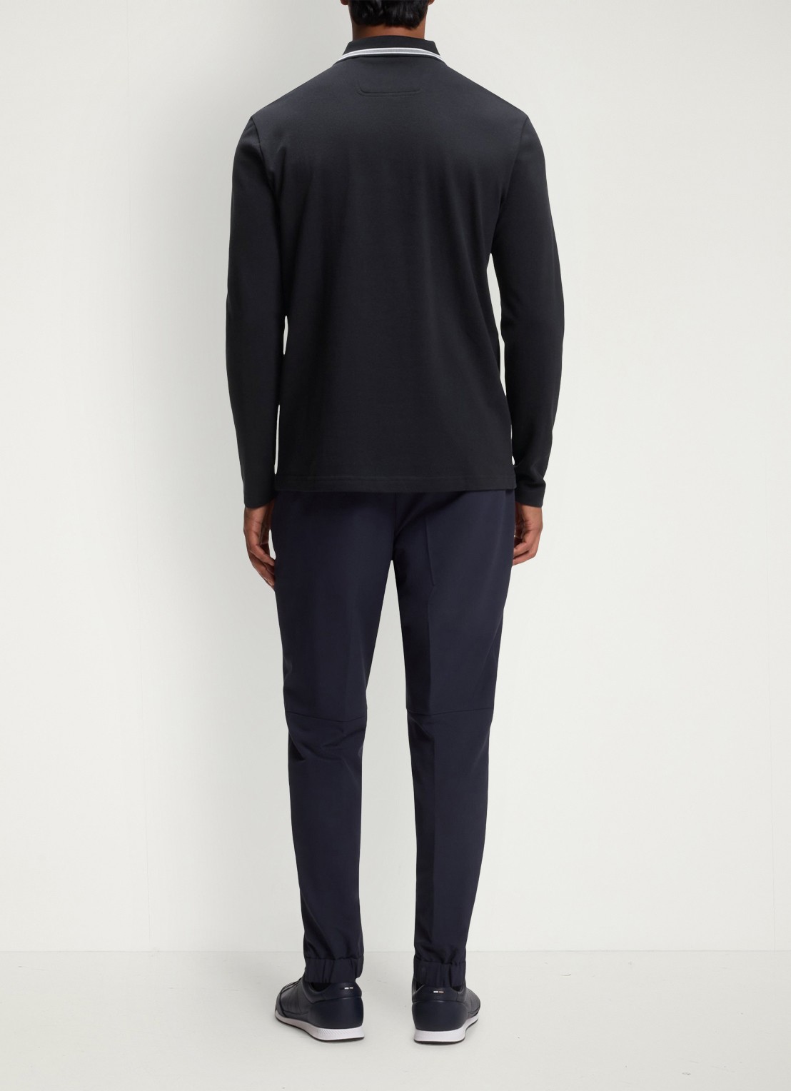 BOSS Polo van katoenpiqué met contrastlogo - achterkant 5 blauw