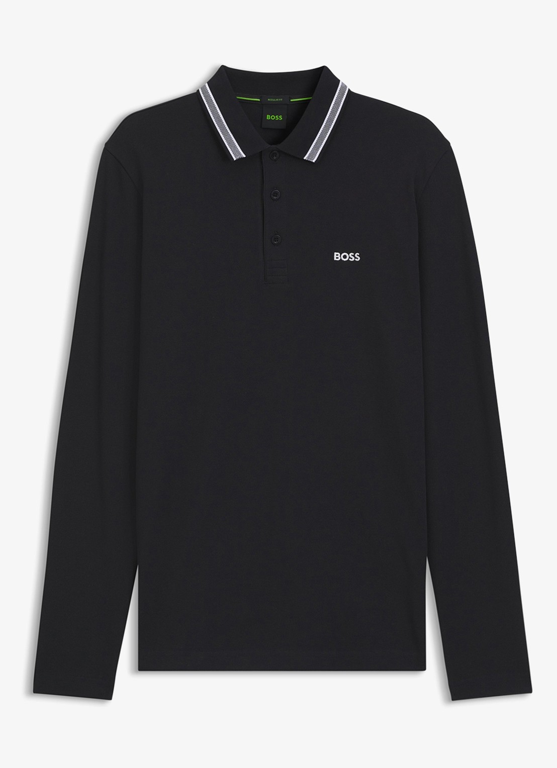 BOSS Polo van katoenpiqué met contrastlogo - voorkant 3 blauw