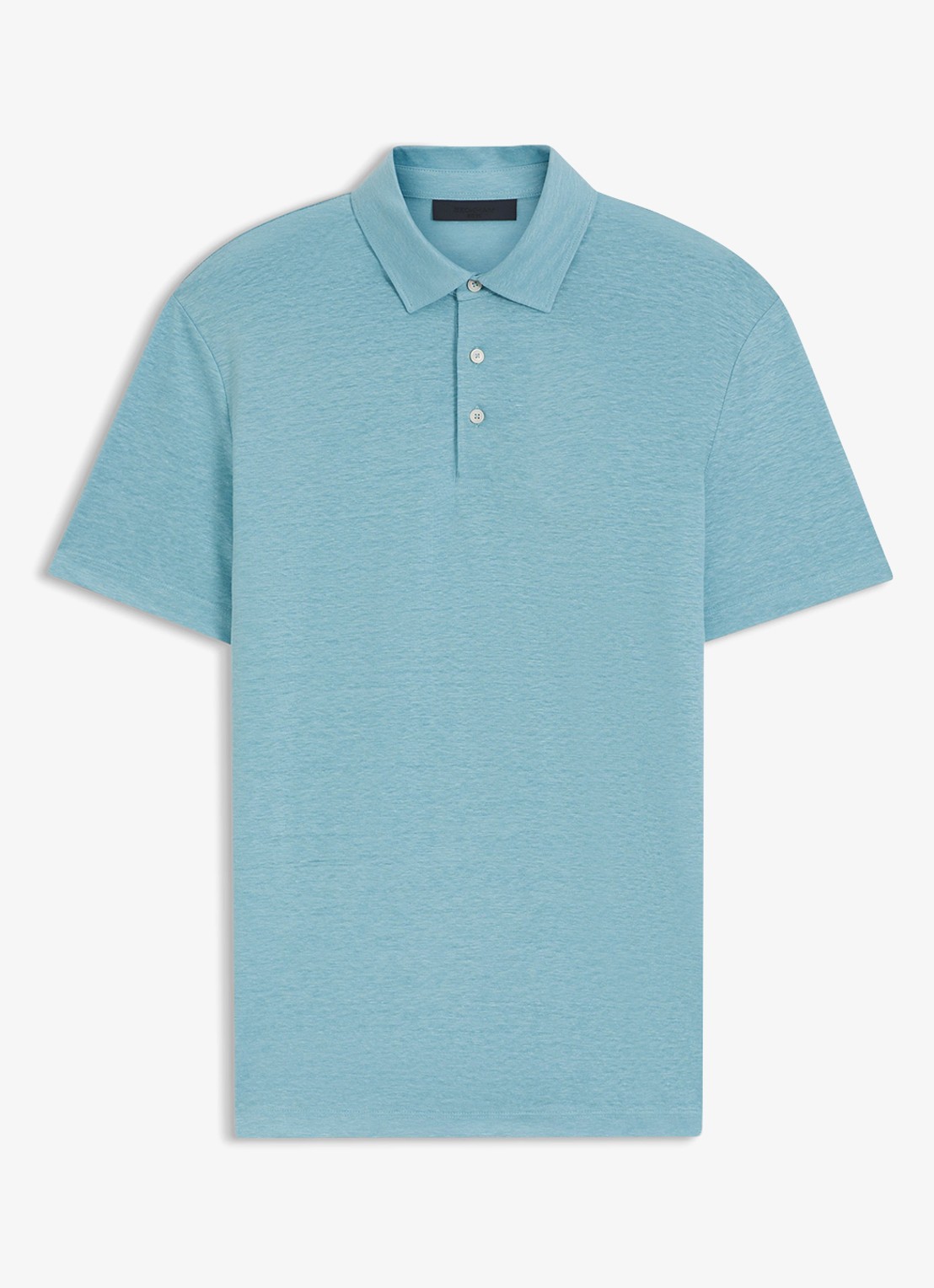 BOSS Polo van linnen  - voorkant 4 open blue-486 / blauw