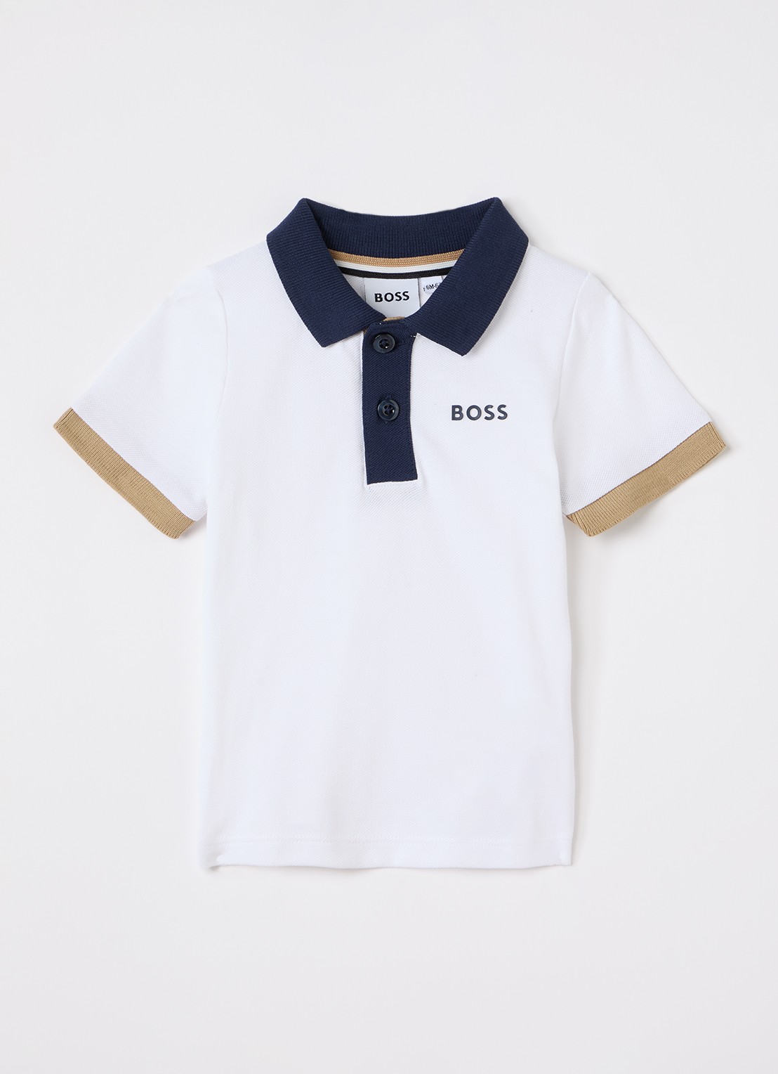 BOSS Polo van piqué katoen met logo - voorkant wit
