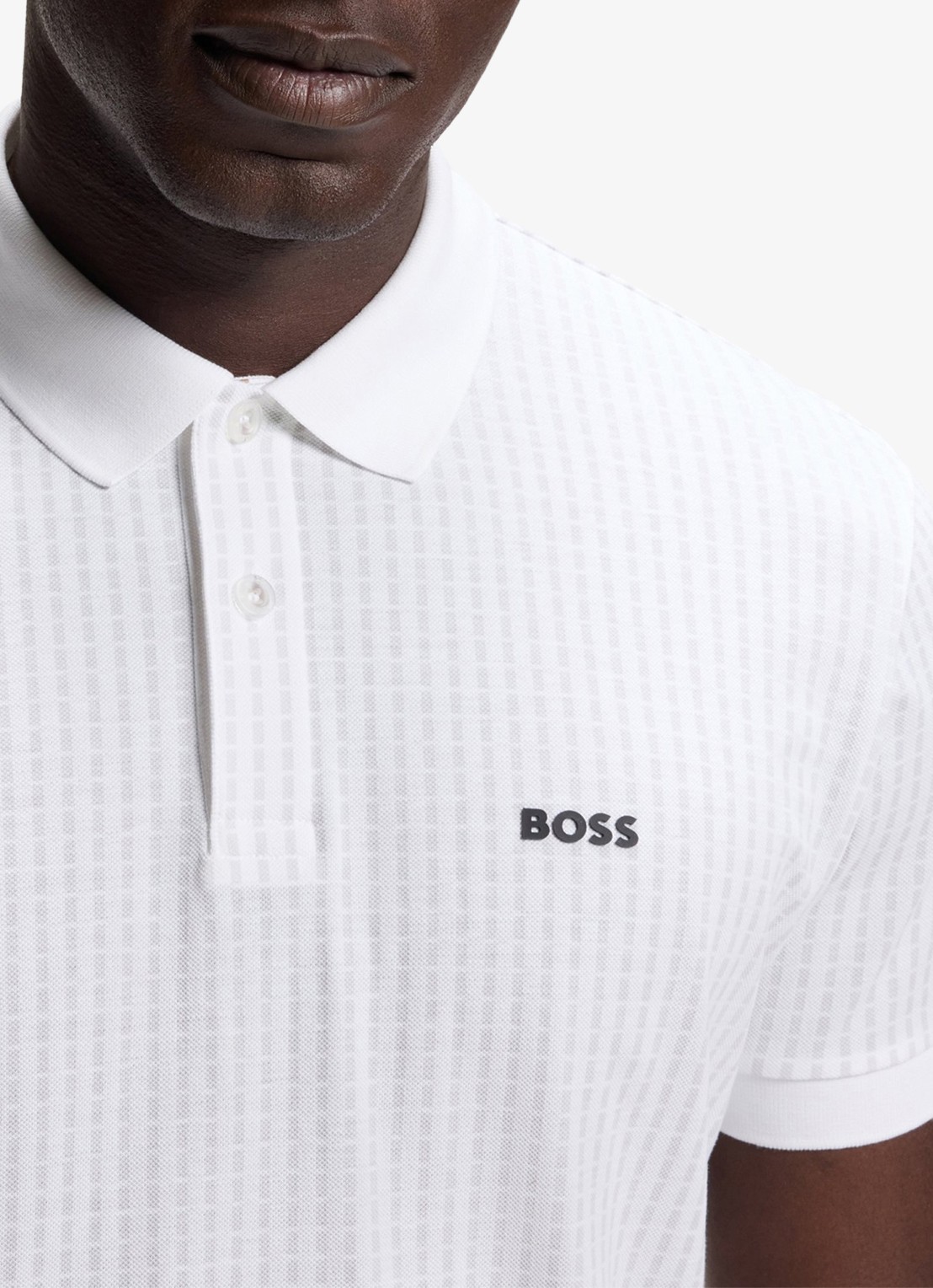 BOSS Polo van piqué katoen met logo - detail 5 wit
