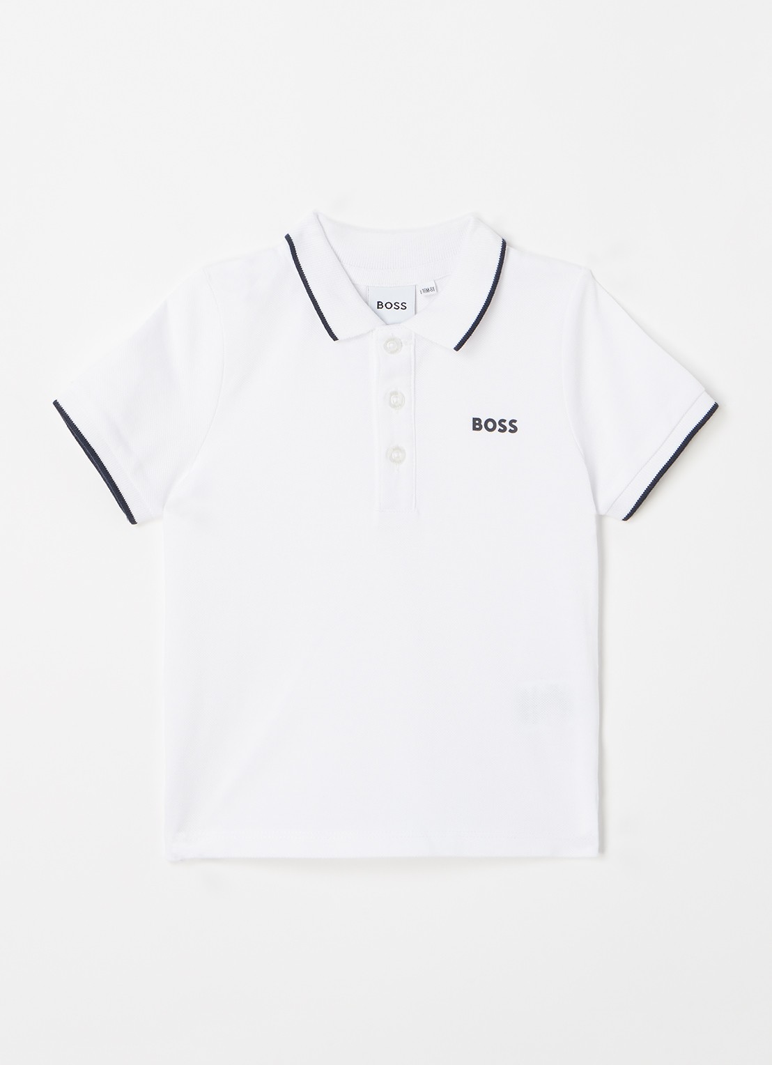 BOSS Polo van piqué katoen met logoborduring - voorkant wit