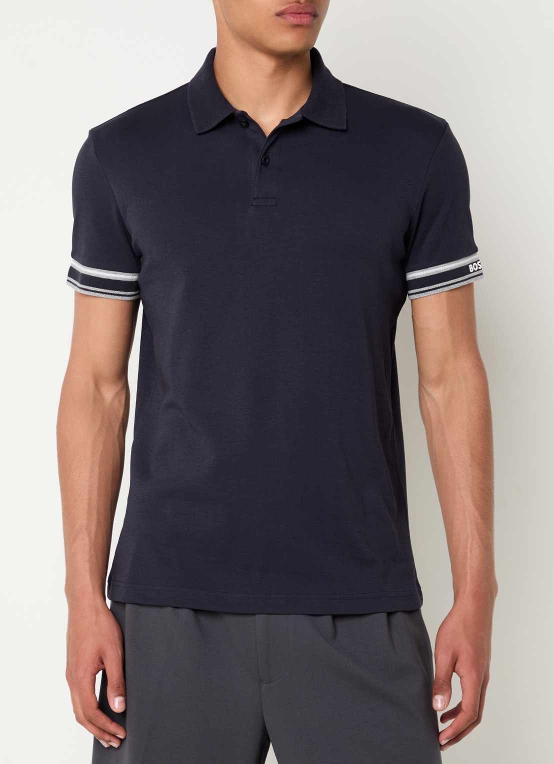 BOSS Polo Zone regular fit polo met logo - detail 4 donkerblauw