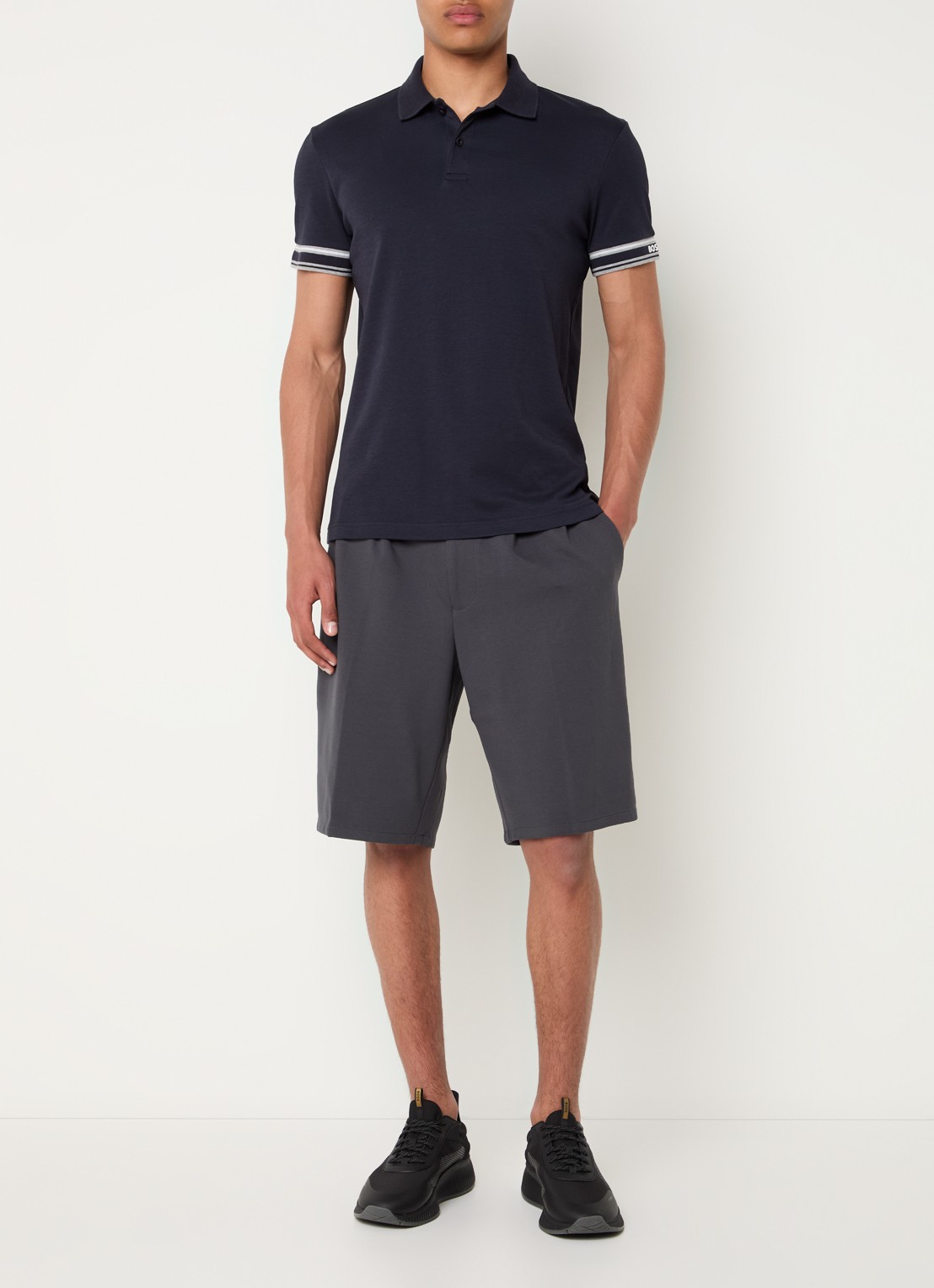 BOSS Polo Zone regular fit polo met logo - voorkant 3 donkerblauw