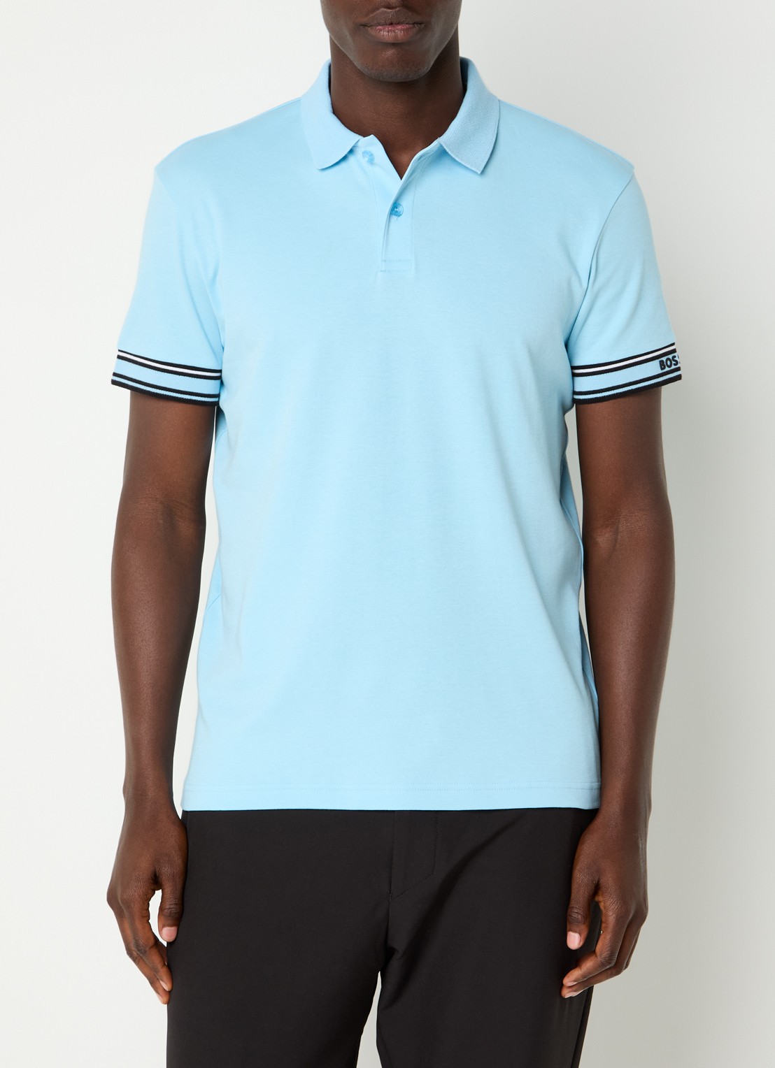 BOSS Polo Zone regular fit polo met logo - detail 2 lichtblauw