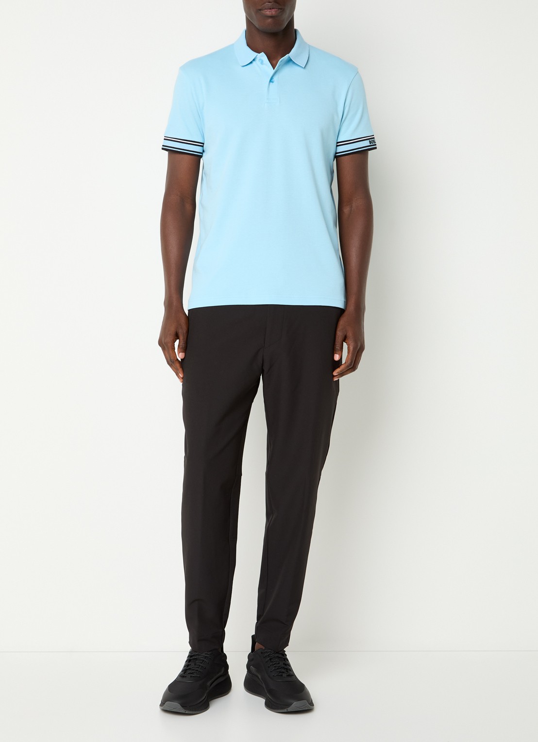BOSS Polo Zone regular fit polo met logo - voorkant 4 lichtblauw