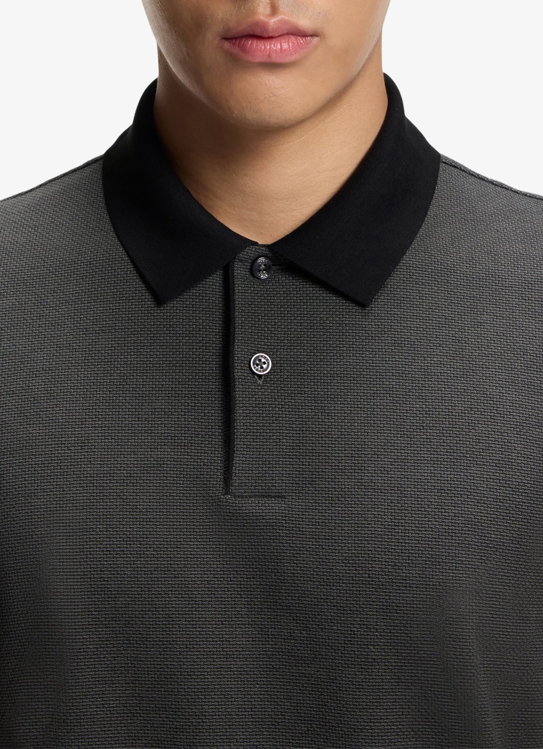 BOSS Poloshirt van katoen met bobbelstructuur - detail 2 zwart