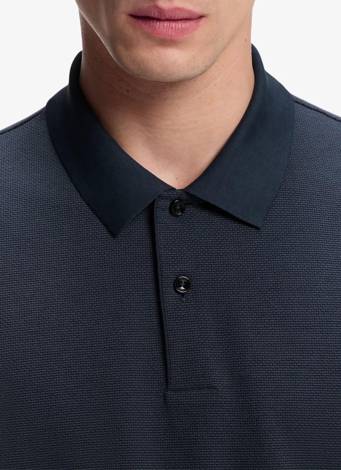 BOSS Poloshirt van katoen met bobbelstructuur - detail 5 blauwgrijs