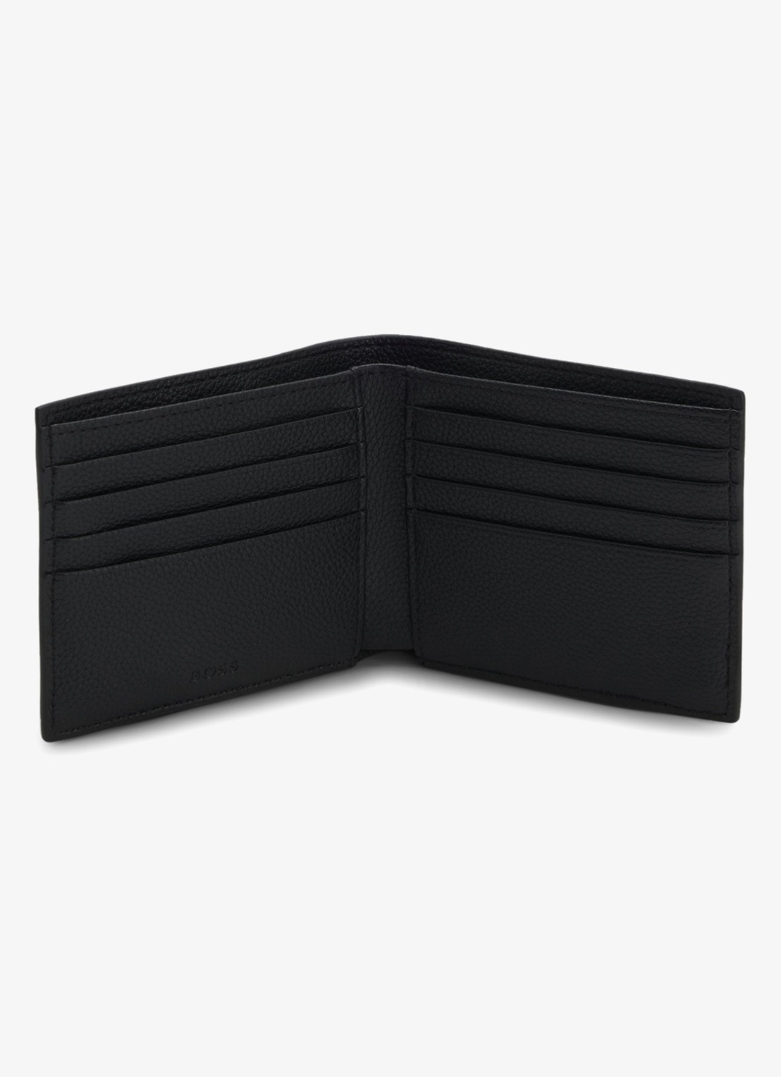 BOSS Portemonnee van generfd rundleer met driekleurig detail - detail zwart