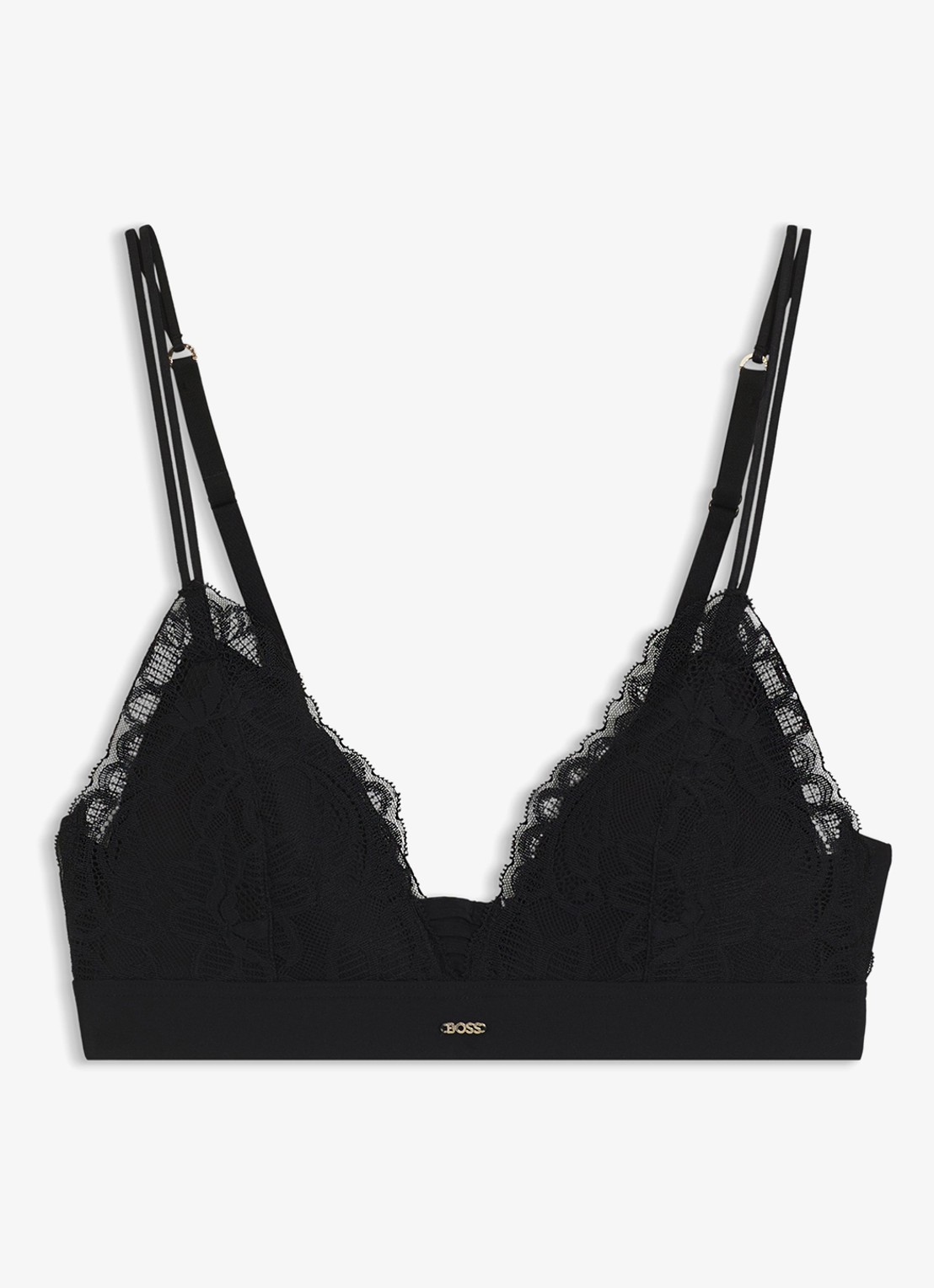 BOSS Premium kanten bralette met mesh plooitjes - voorkant 4 black-001 / zwart