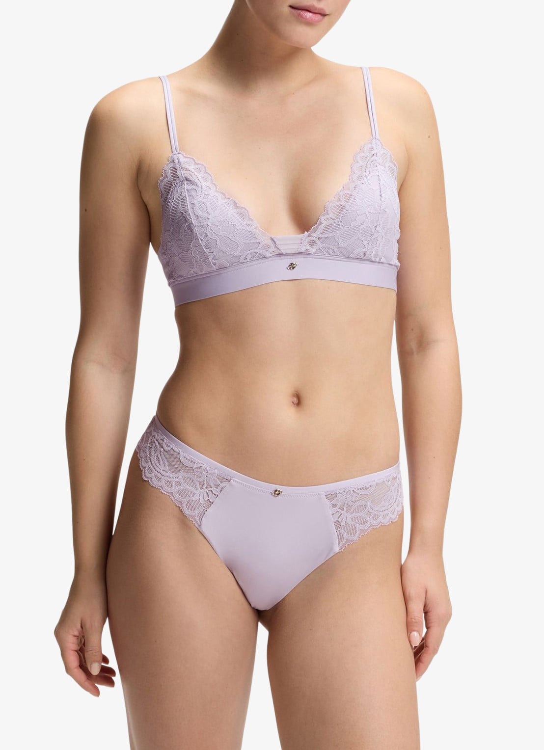 BOSS Premium kanten bralette met mesh plooitjes - voorkant 4 open purple-553 / paars