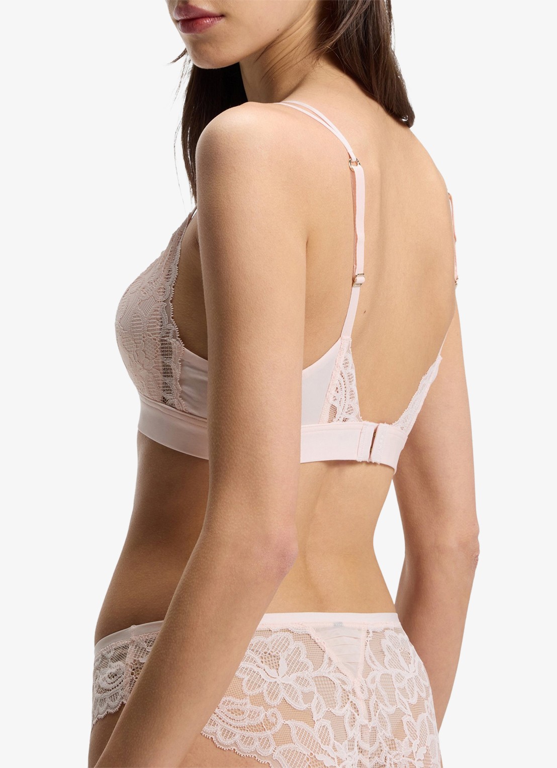 BOSS Premium kanten bralette met mesh plooitjes - detail 2 light /pastel pink-680 / roze