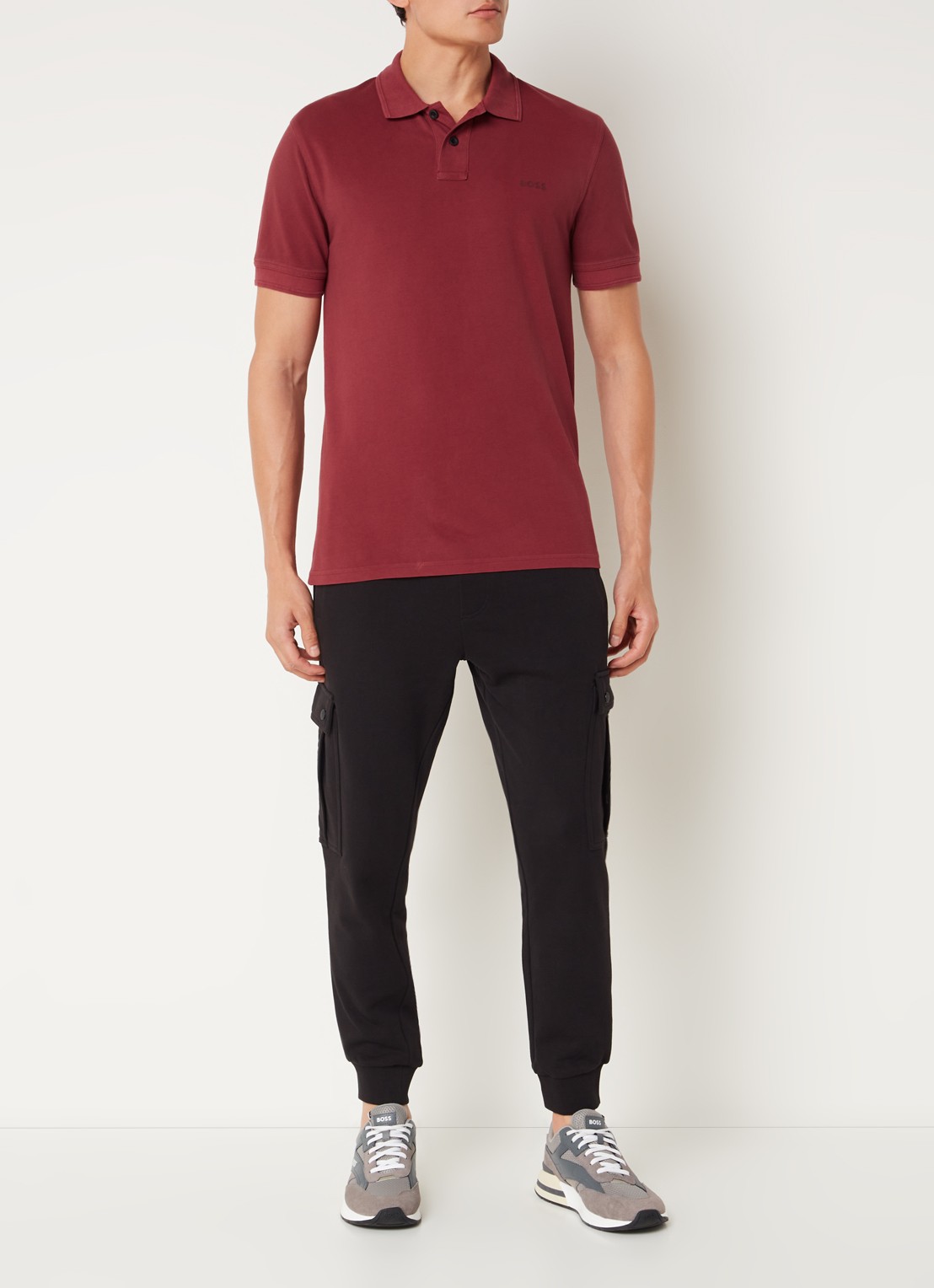 BOSS Prime regular fit polo van piqué katoen met logo - voorkant 2 open red-647 / rood