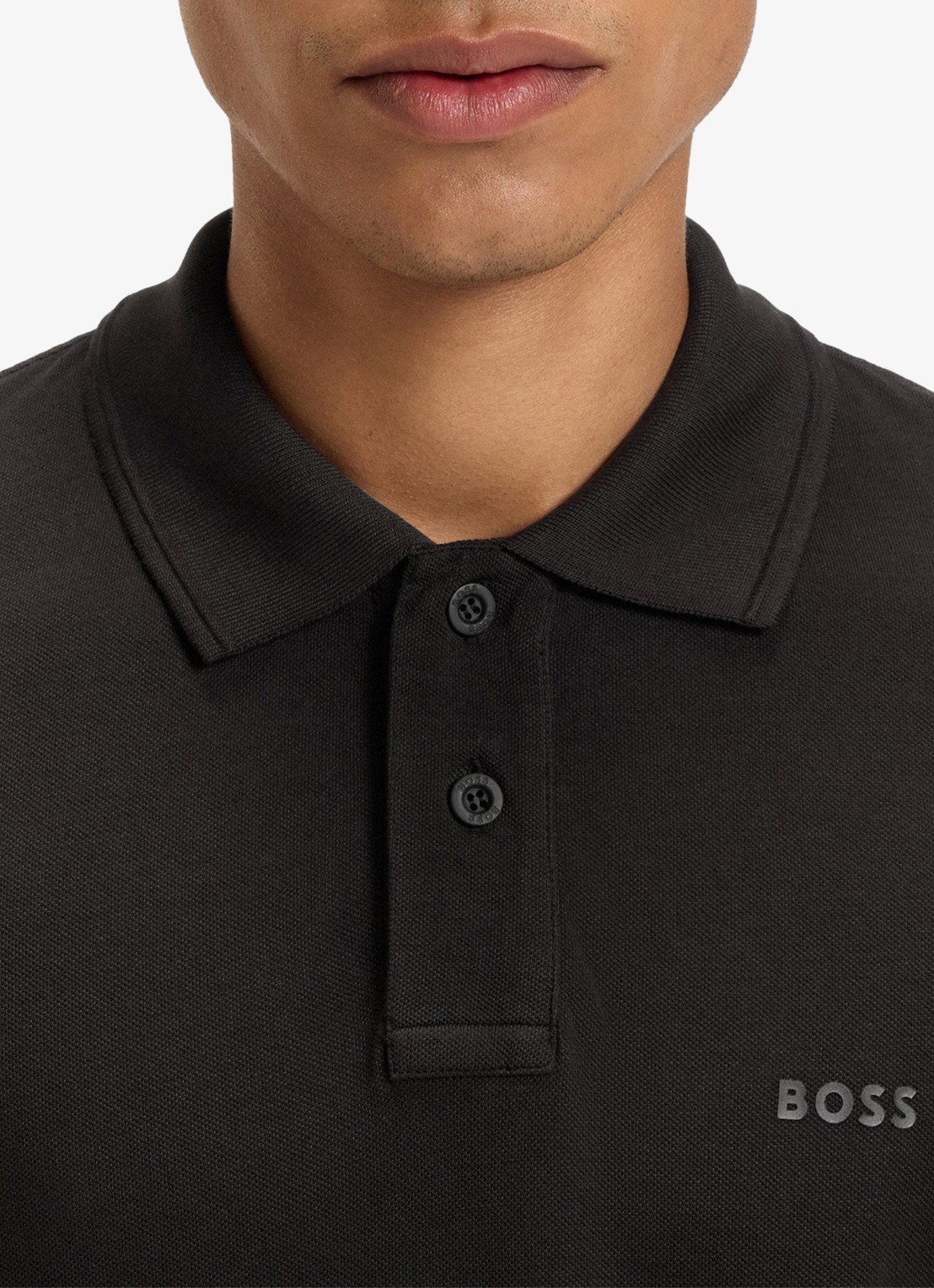BOSS Prime regular fit polo van piqué katoen met logo - detail 5 black-001 / zwart