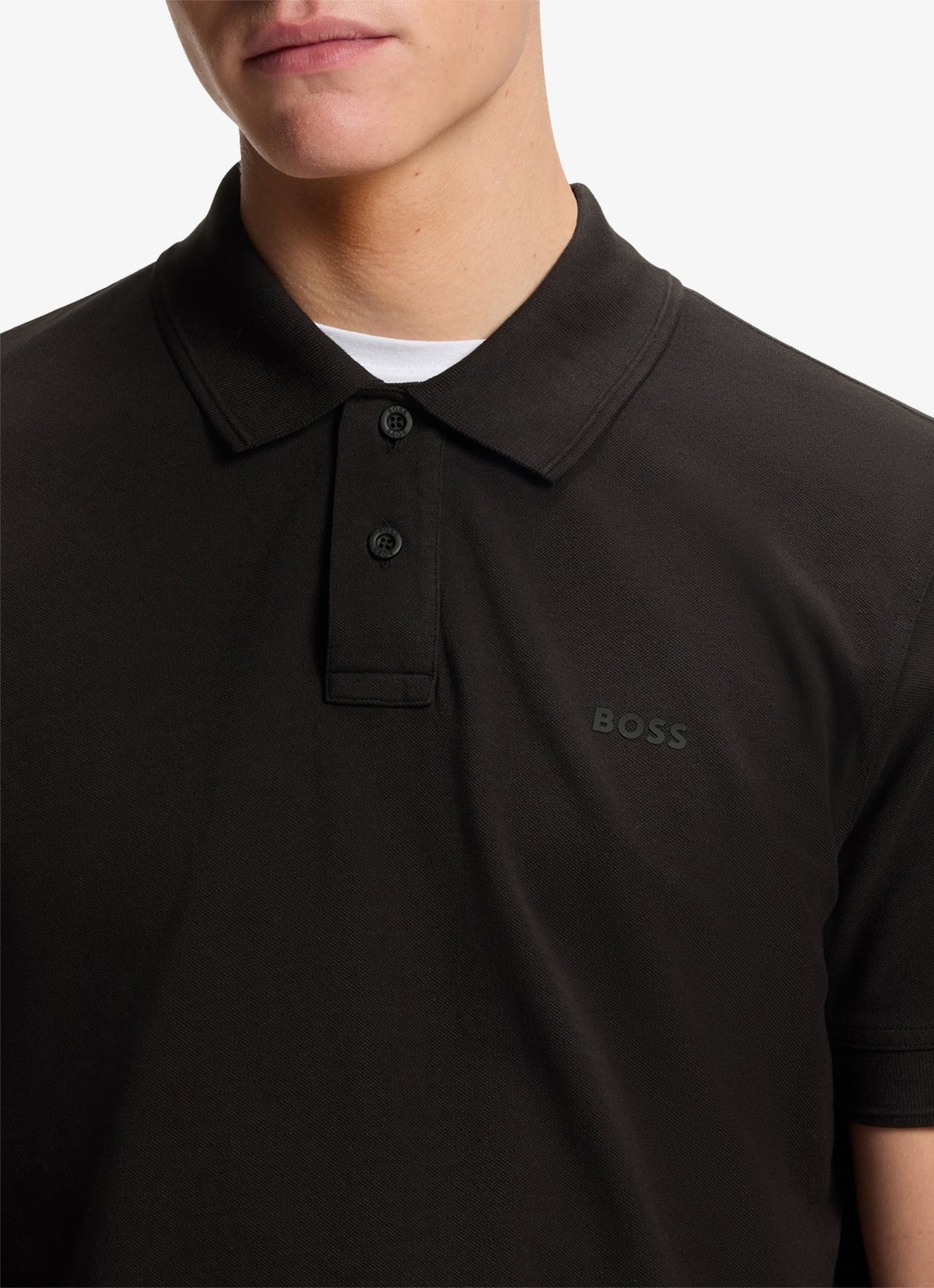 BOSS Prime regular fit polo van piqué katoen met logo - detail 6 black-001 / zwart