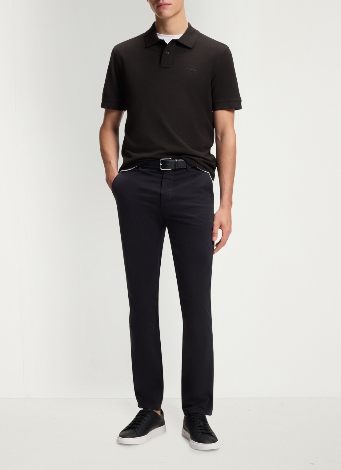 BOSS Prime regular fit polo van piqué katoen met logo - voorkant 3 black-001 / zwart