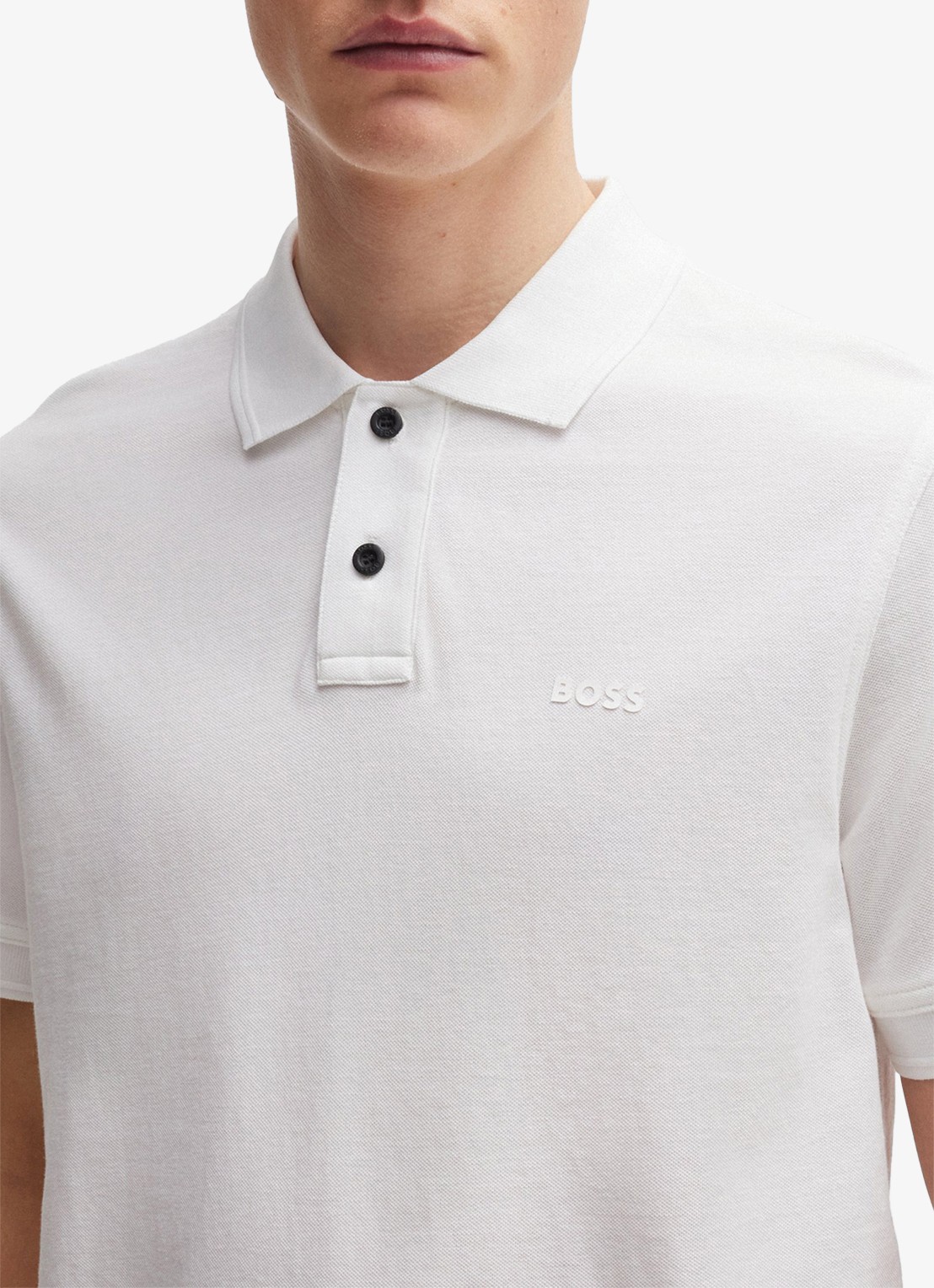 BOSS Prime regular fit polo van piqué katoen met logo - detail 2 white-100 / wit