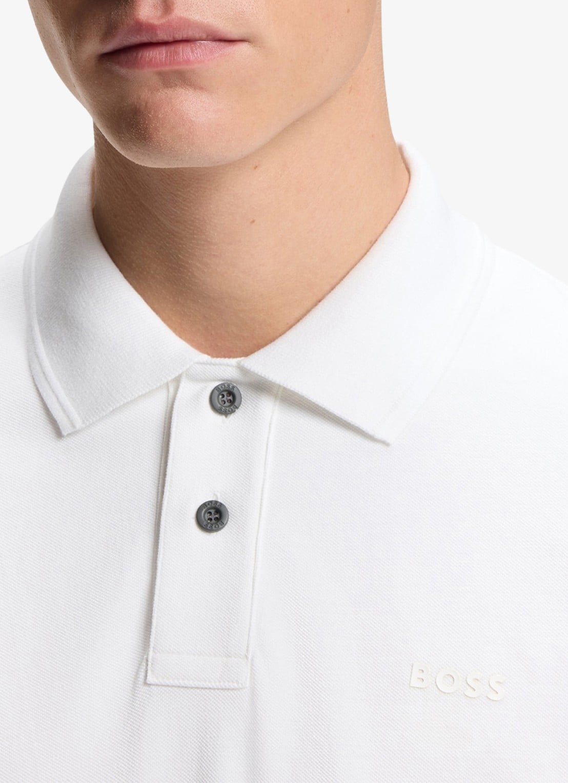 BOSS Prime regular fit polo van piqué katoen met logo - detail 3 white-100 / wit