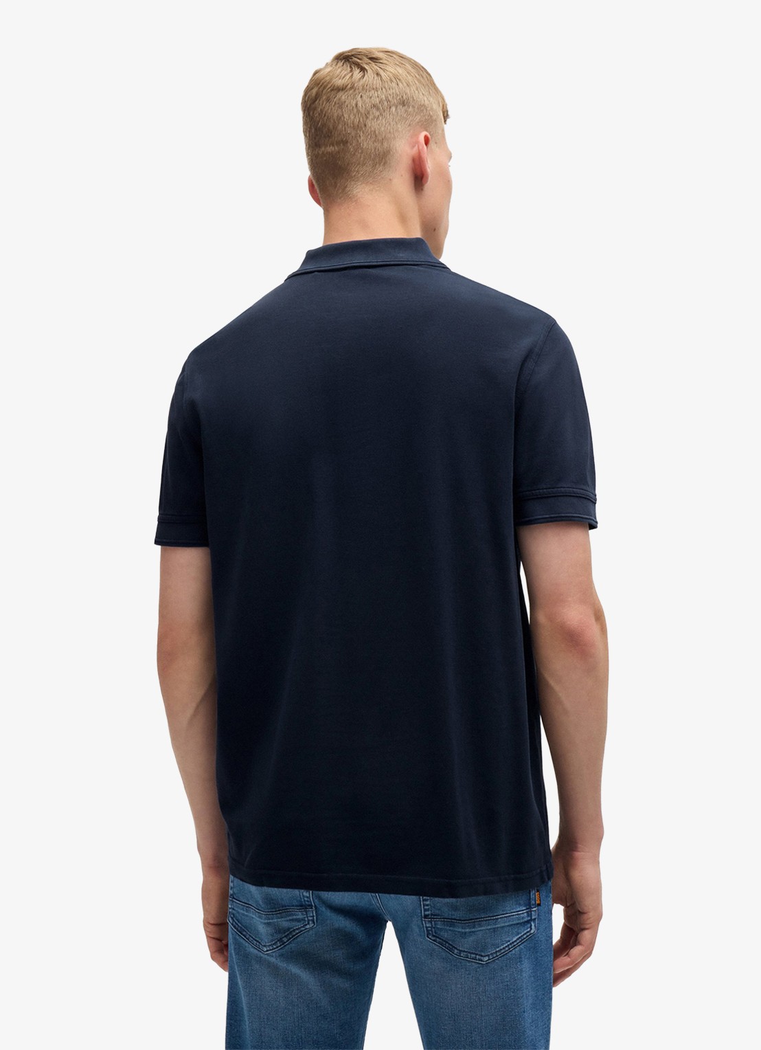 BOSS Prime regular fit polo van piqué katoen met logo - achterkant 3 dark blue-404 / blauw