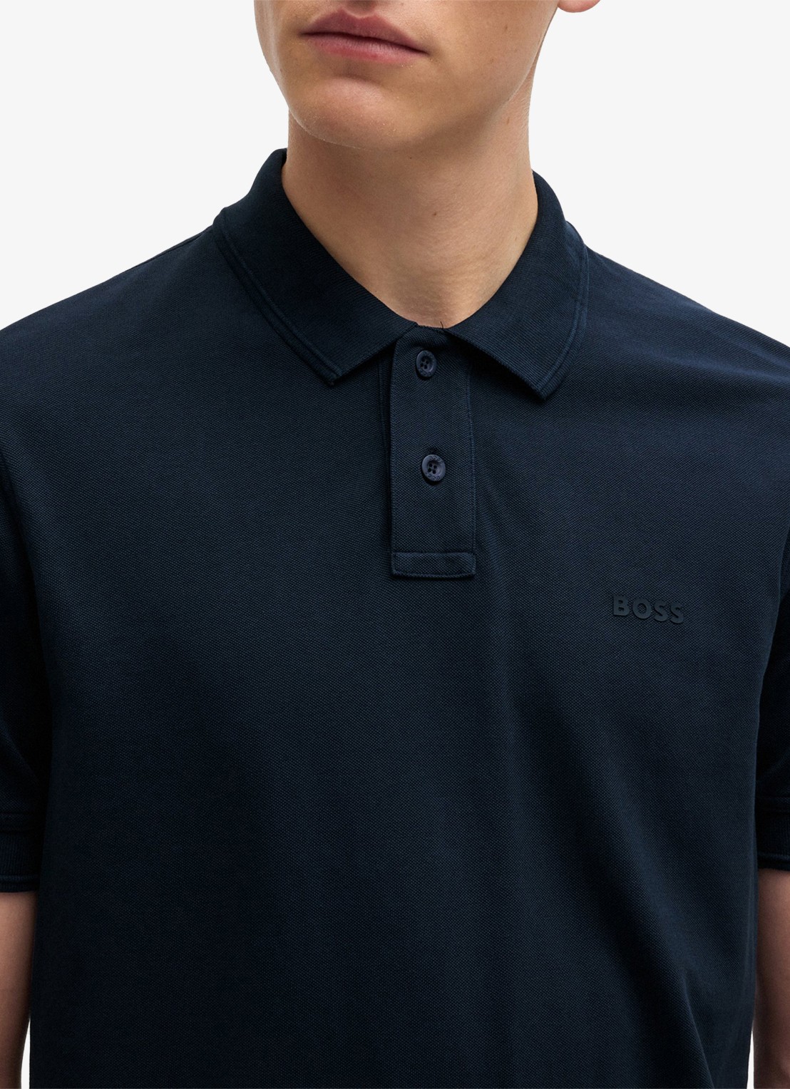 BOSS Prime regular fit polo van piqué katoen met logo - detail 2 dark blue-404 / blauw