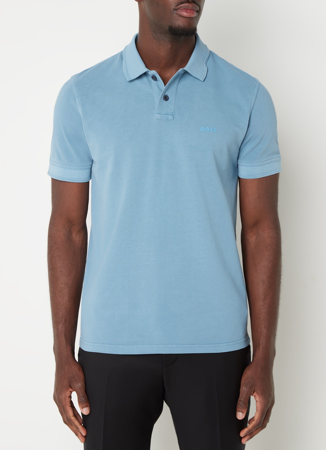 BOSS Prime regular fit polo van piqué katoen met logo - detail 4 open blue-486 / blauw