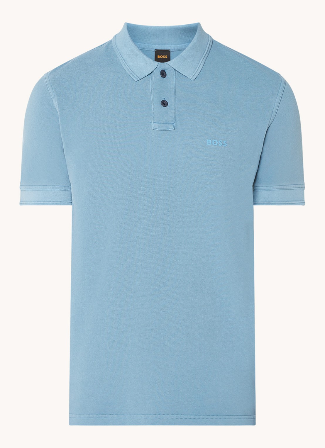 BOSS Prime regular fit polo van piqué katoen met logo - voorkant open blue-486 / blauw