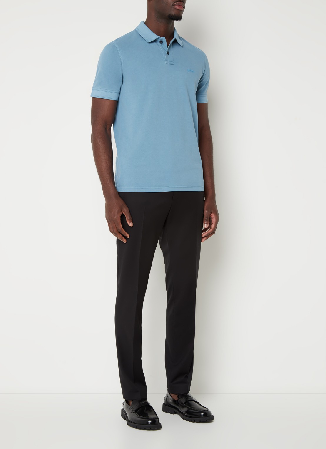 BOSS Prime regular fit polo van piqué katoen met logo - voorkant 2 open blue-486 / blauw
