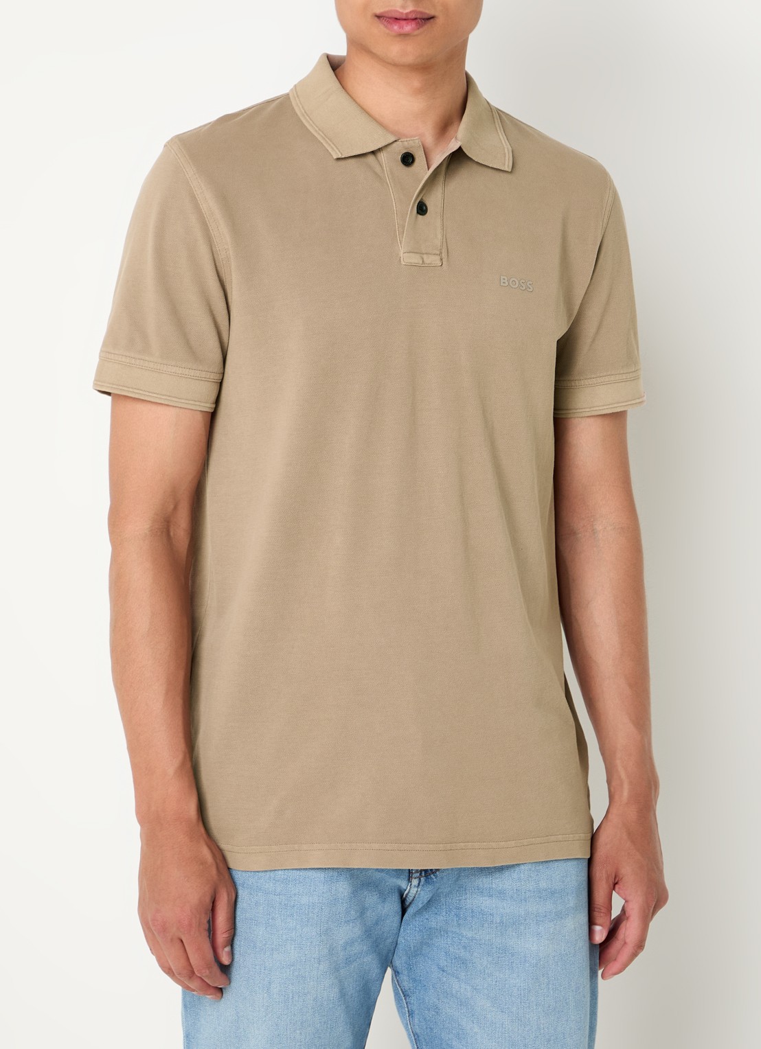BOSS Prime regular fit polo van piqué katoen met logo - detail 3 open brown-246 / bruin