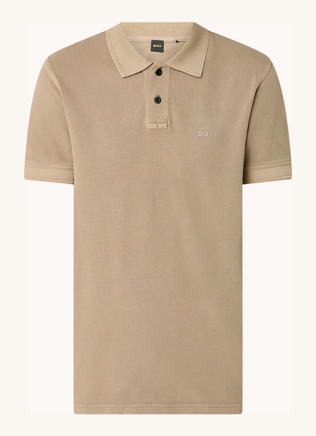 BOSS Prime regular fit polo van piqué katoen met logo - voorkant open brown-246 / bruin