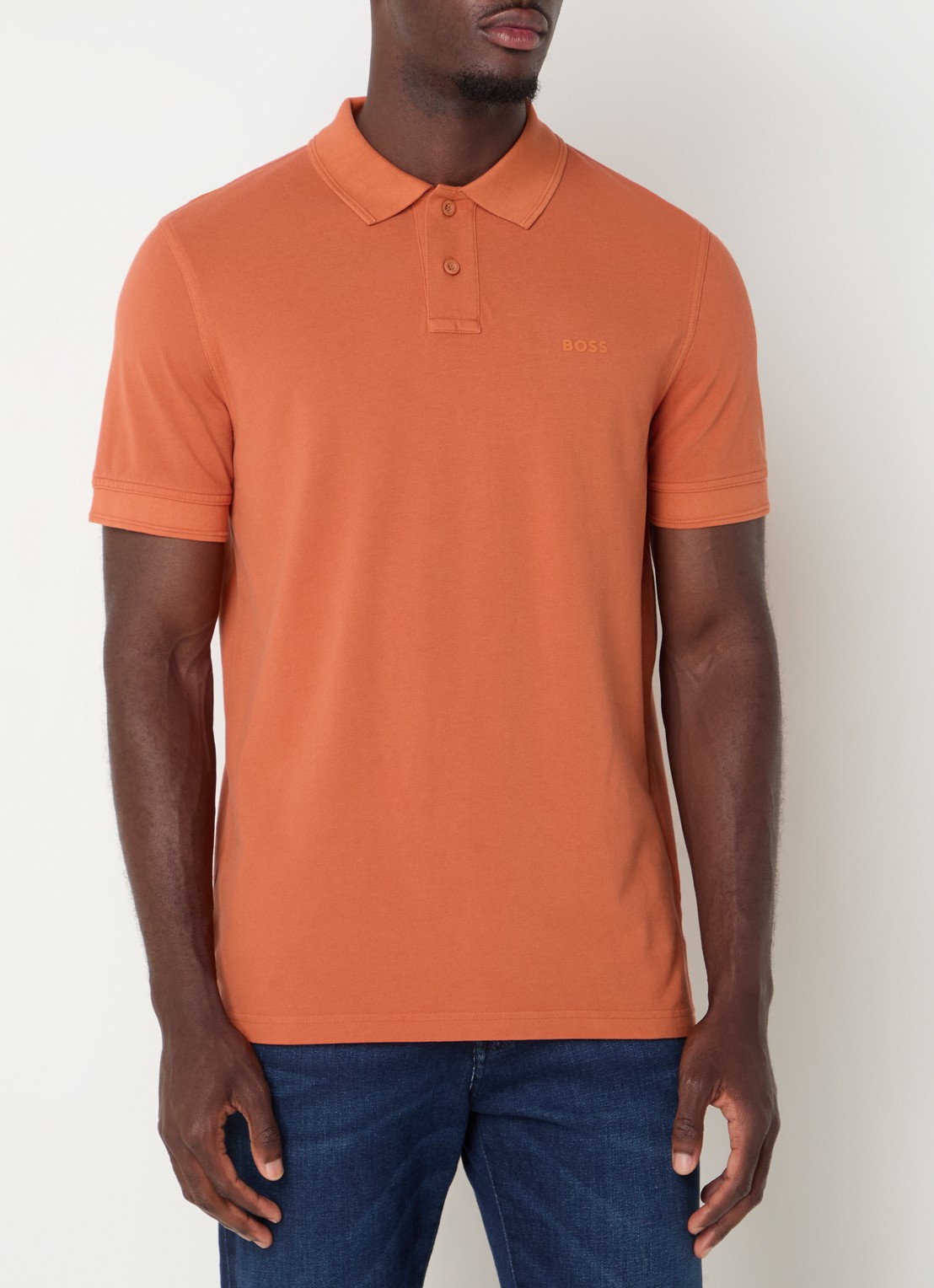 BOSS Prime regular fit polo van piqué katoen met logo - detail open orange-840 / oranje