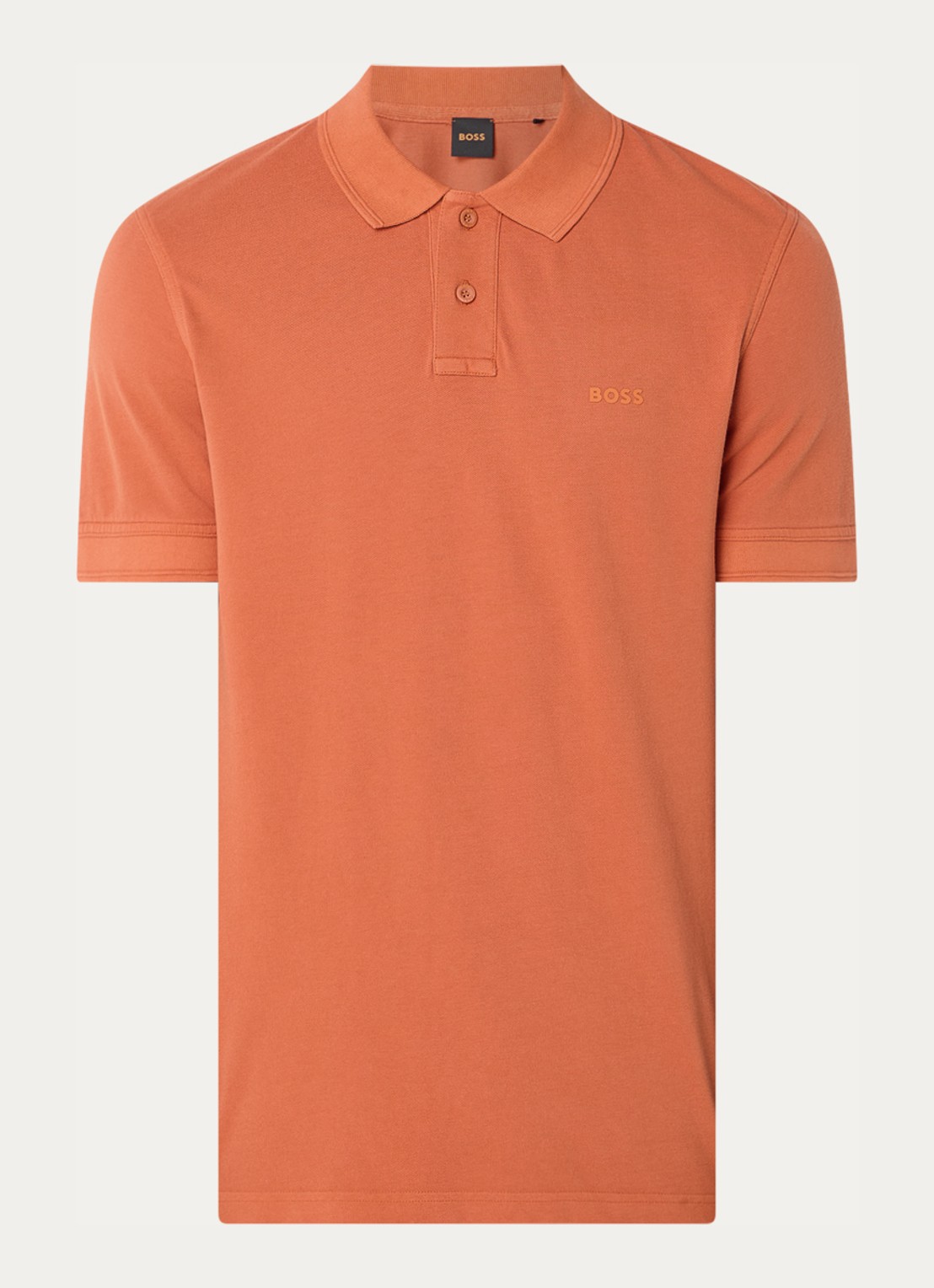 BOSS Prime regular fit polo van piqué katoen met logo - voorkant 2 open orange-840 / oranje