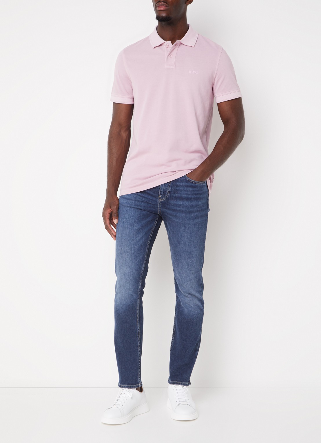 BOSS Prime regular fit polo van piqué katoen met logo - voorkant 3 open purple-548 / paars