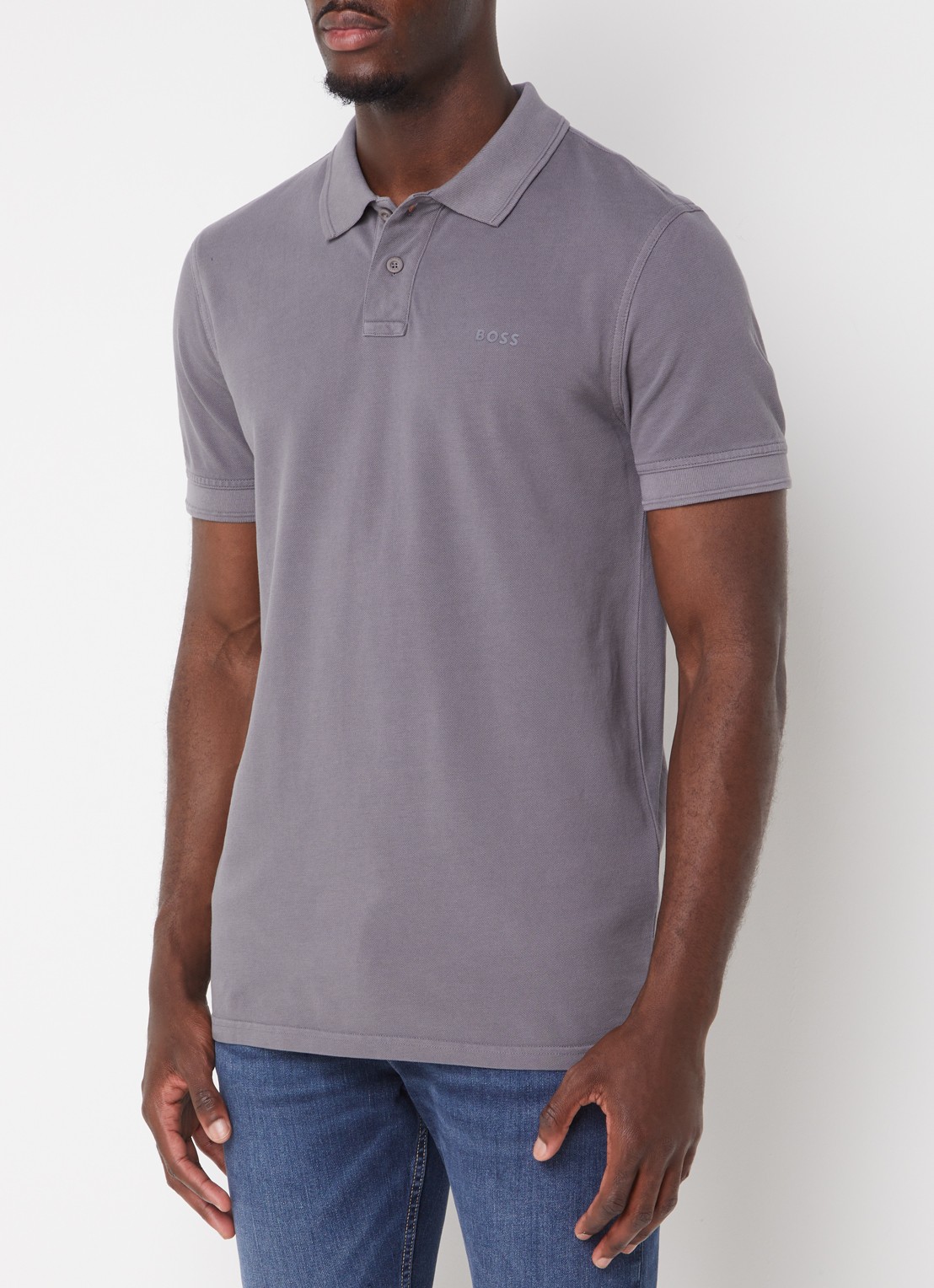 BOSS Prime regular fit polo van piqué katoen met logo - detail 3 dark grey-029 / grijs