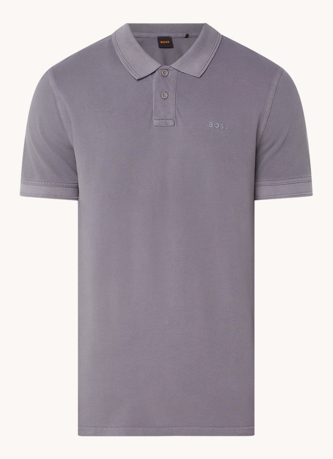 BOSS Prime regular fit polo van piqué katoen met logo - voorkant dark grey-029 / grijs