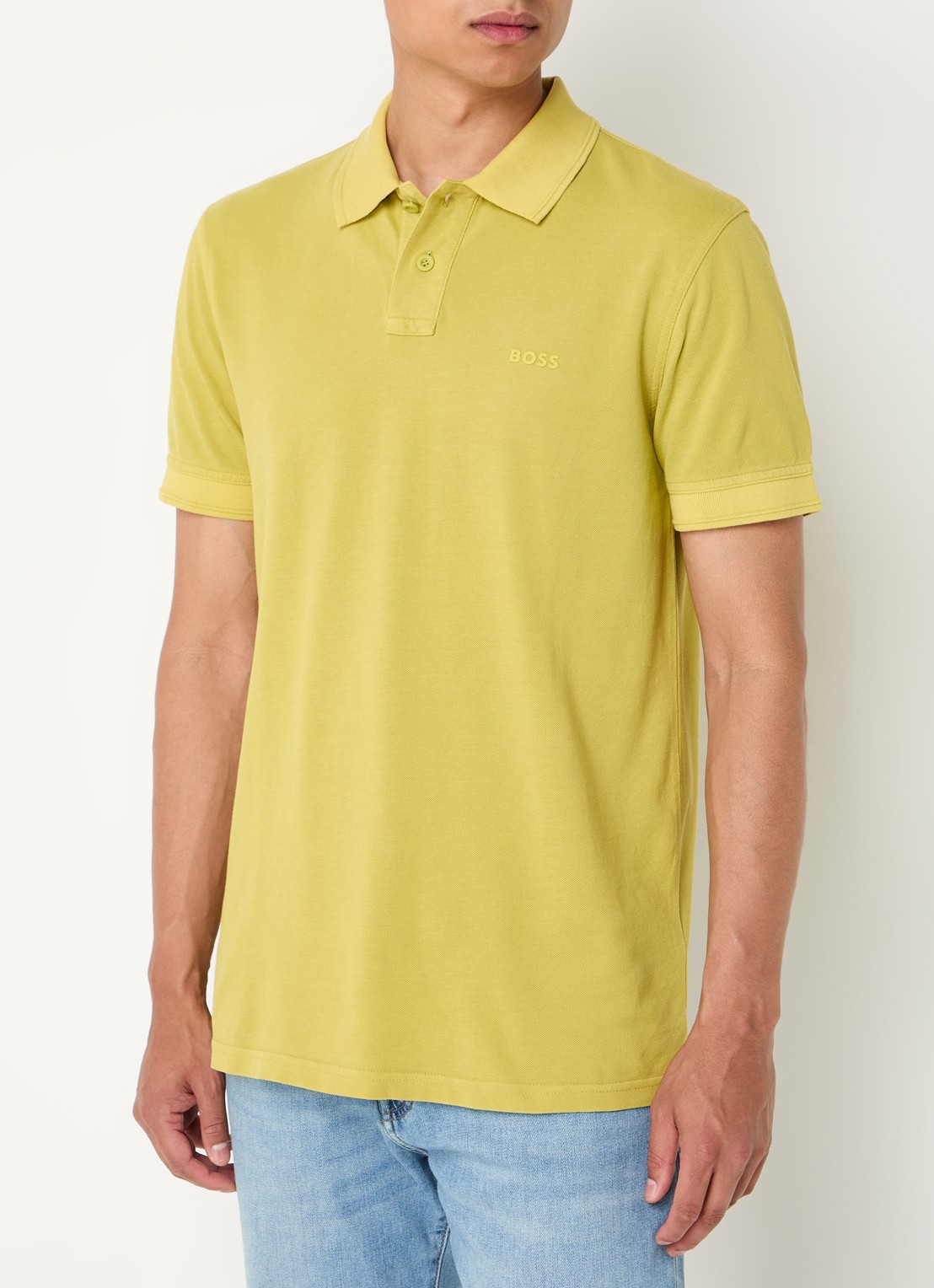 BOSS Prime regular fit polo van piqué katoen met logo - detail 3 open green-398 / groen