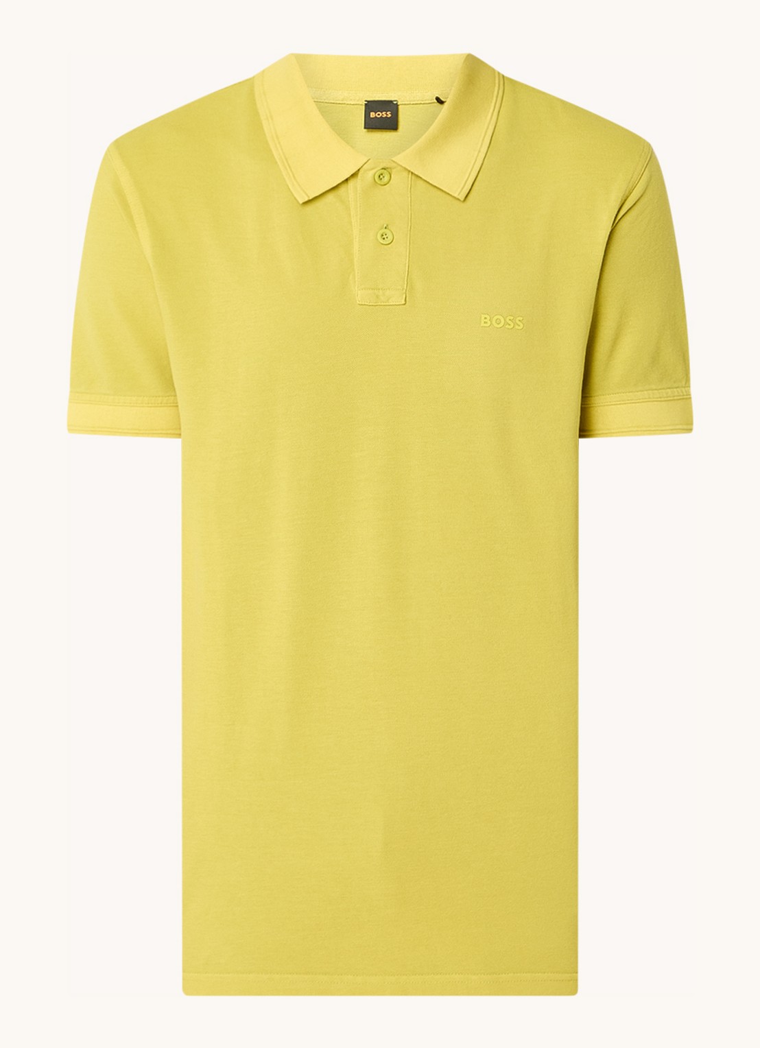 BOSS Prime regular fit polo van piqué katoen met logo - voorkant open green-398 / groen