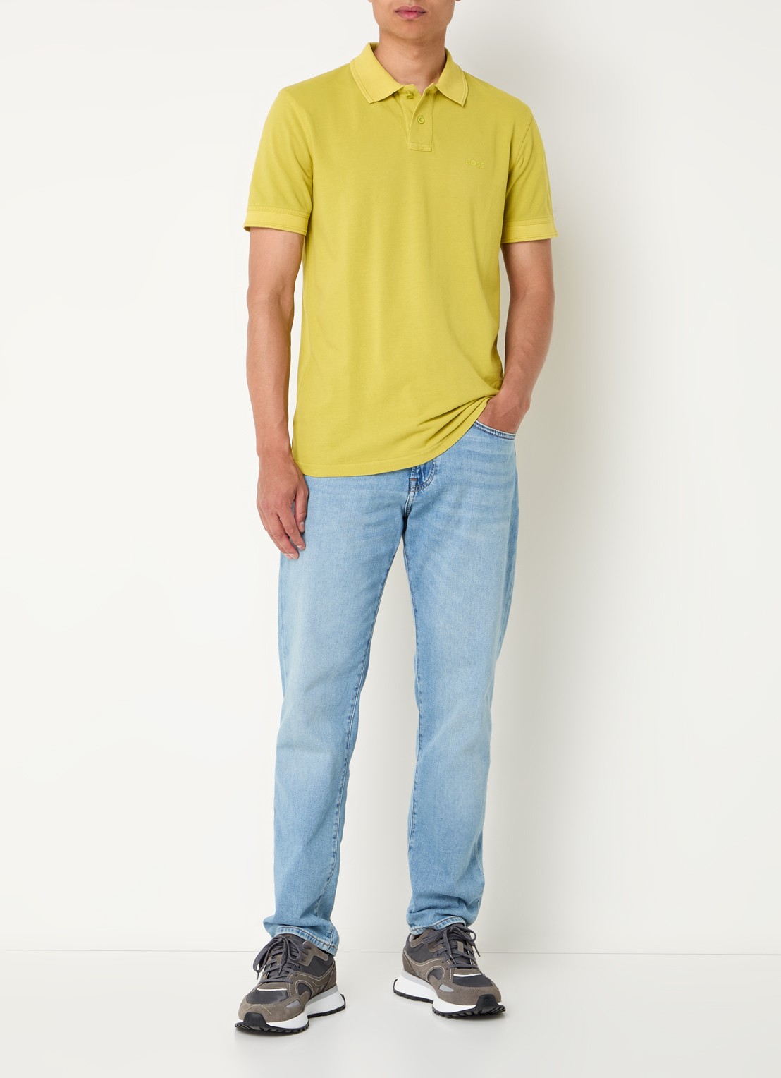 BOSS Prime regular fit polo van piqué katoen met logo - voorkant 2 open green-398 / groen