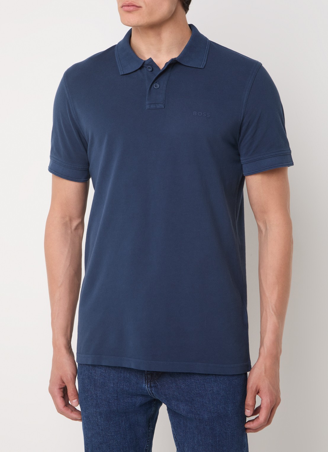 BOSS Prime regular fit polo van piqué katoen met logo - detail 4 open blue-464 / blauw