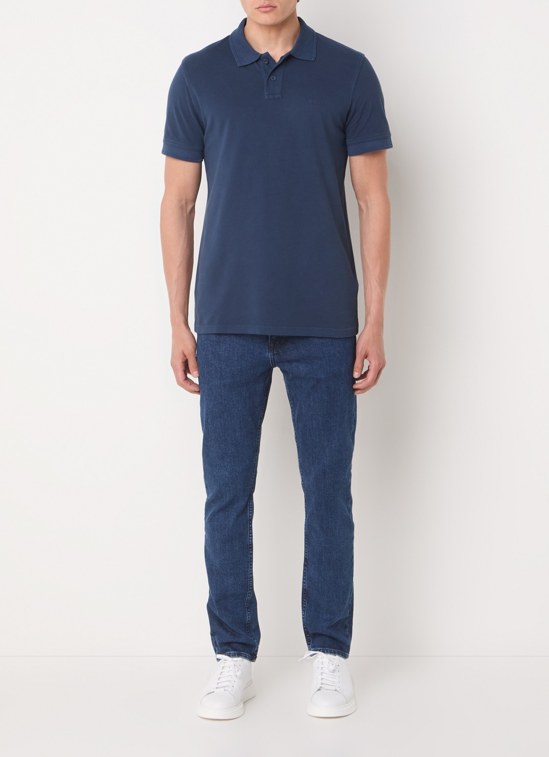 BOSS Prime regular fit polo van piqué katoen met logo - voorkant 3 open blue-464 / blauw