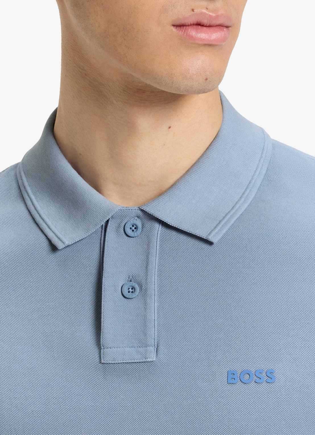 BOSS Prime regular fit polo van piqué katoen met logo - detail 2 open blue-470 / blauw