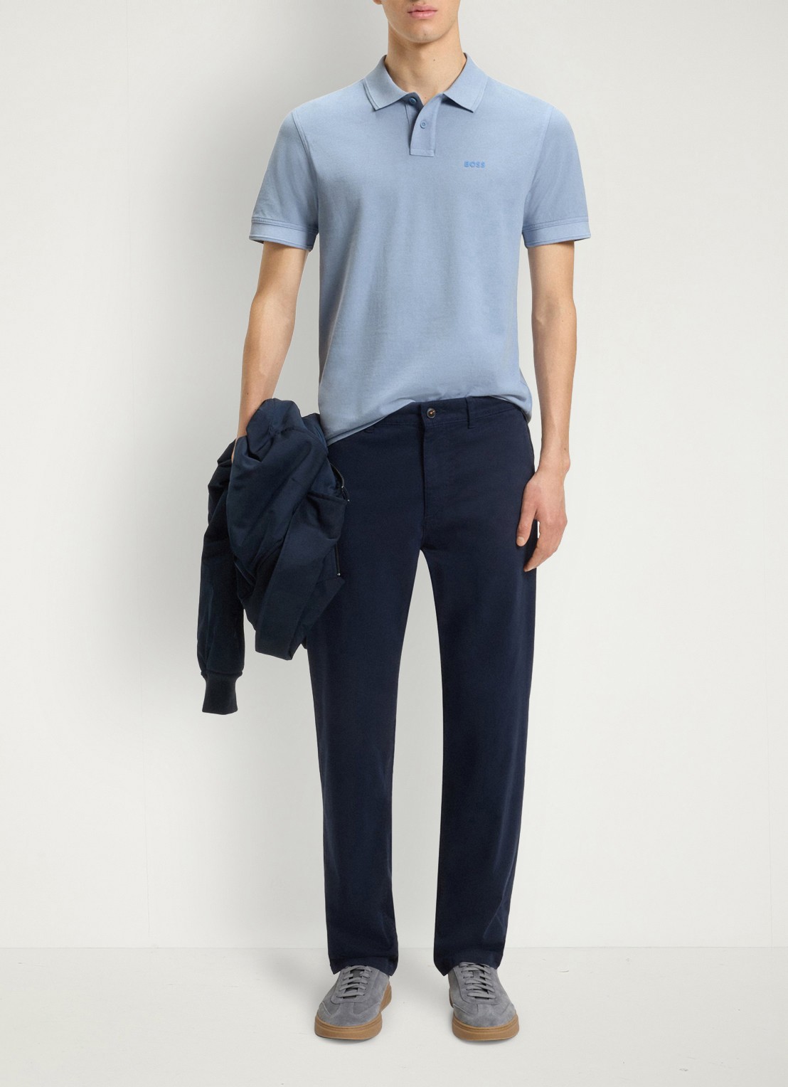 BOSS Prime regular fit polo van piqué katoen met logo - voorkant 4 open blue-470 / blauw