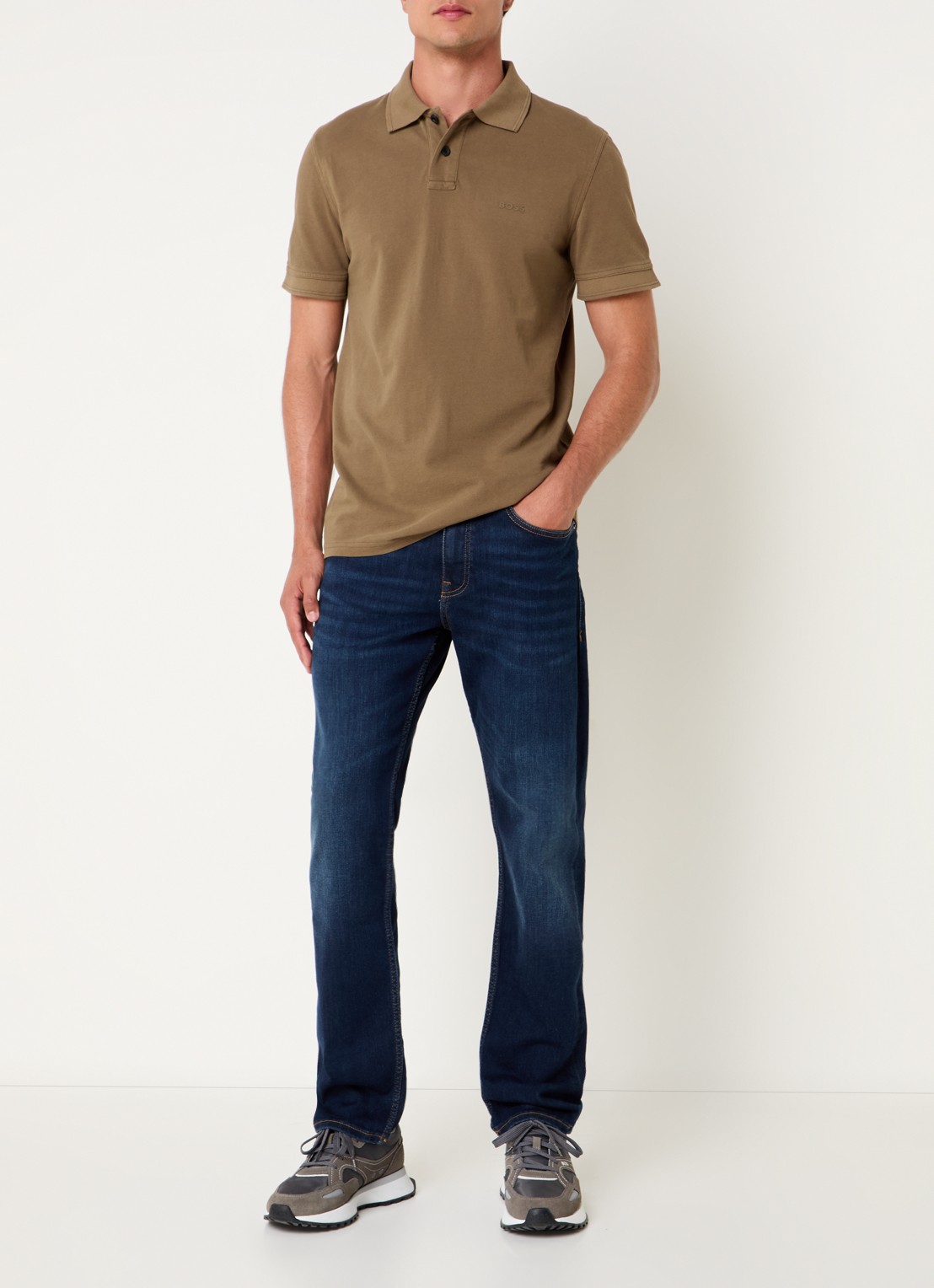 BOSS Prime regular fit polo van piqué katoen met logo - voorkant 4 open green-368 / groen