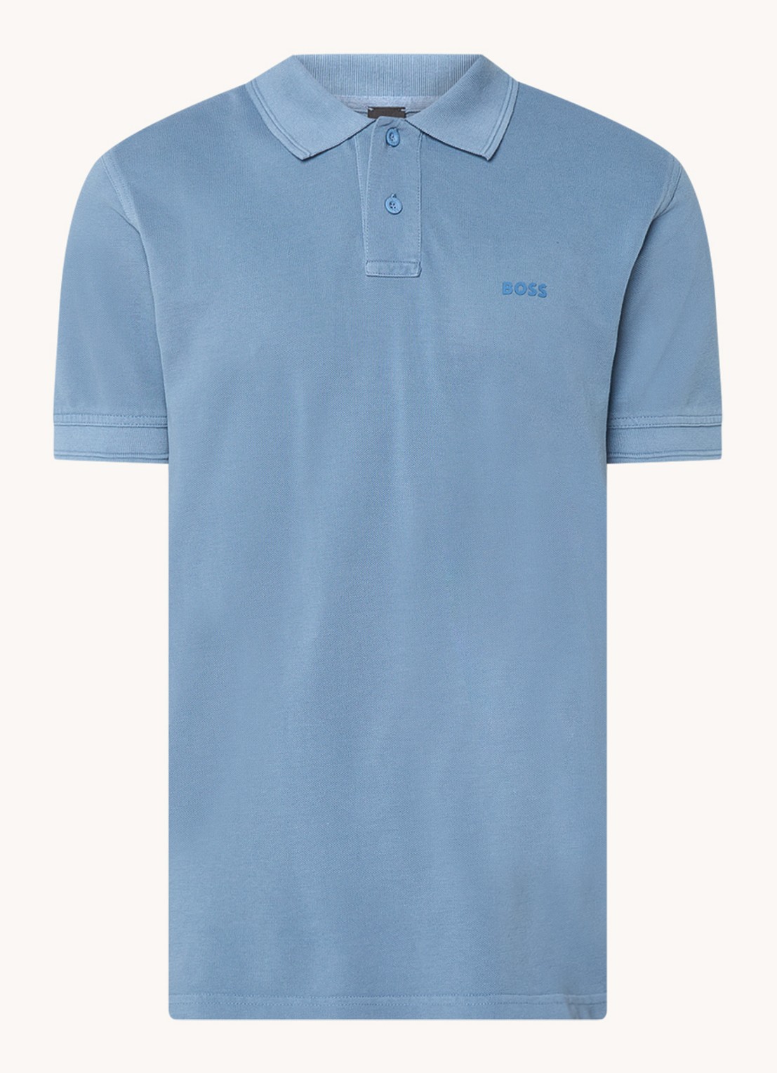 BOSS Prime regular fit polo van piqué katoen met logo - voorkant 3 open blue-472 / blauw
